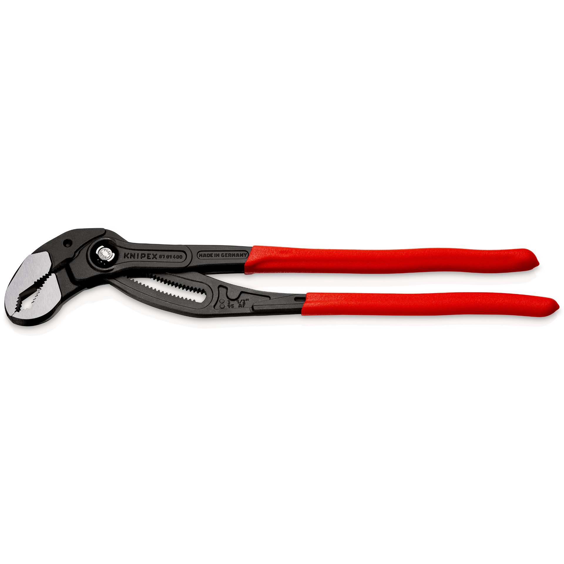KNIPEX 87 01 400 Cobra® XL Rohr- und Wasserpumpenzange mit rutschhemmendem Kunststoff überzogen grau atramentiert 400 mm
