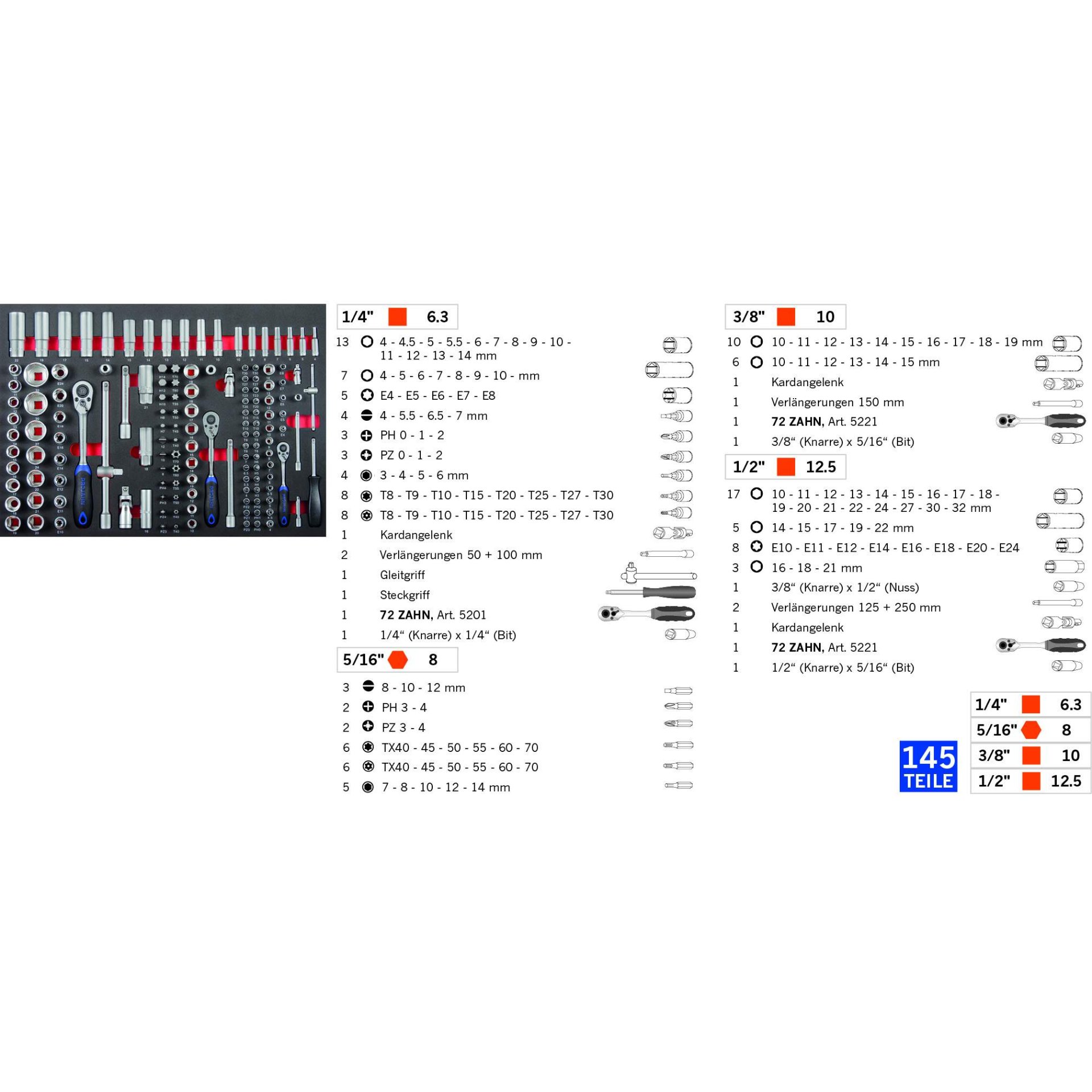 Werkzeugset, Schraubendreher, Steckschlüssel, Ratsche, Kofferset