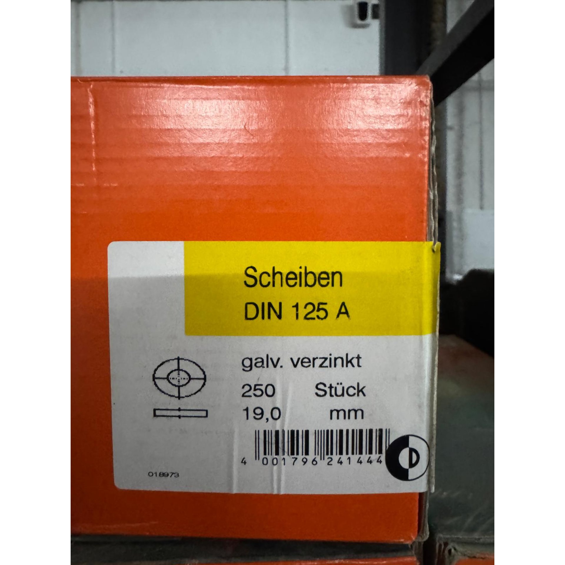 Scheiben, DIN125A, galv. verzinkt, 250 Stück, 19,0 mm