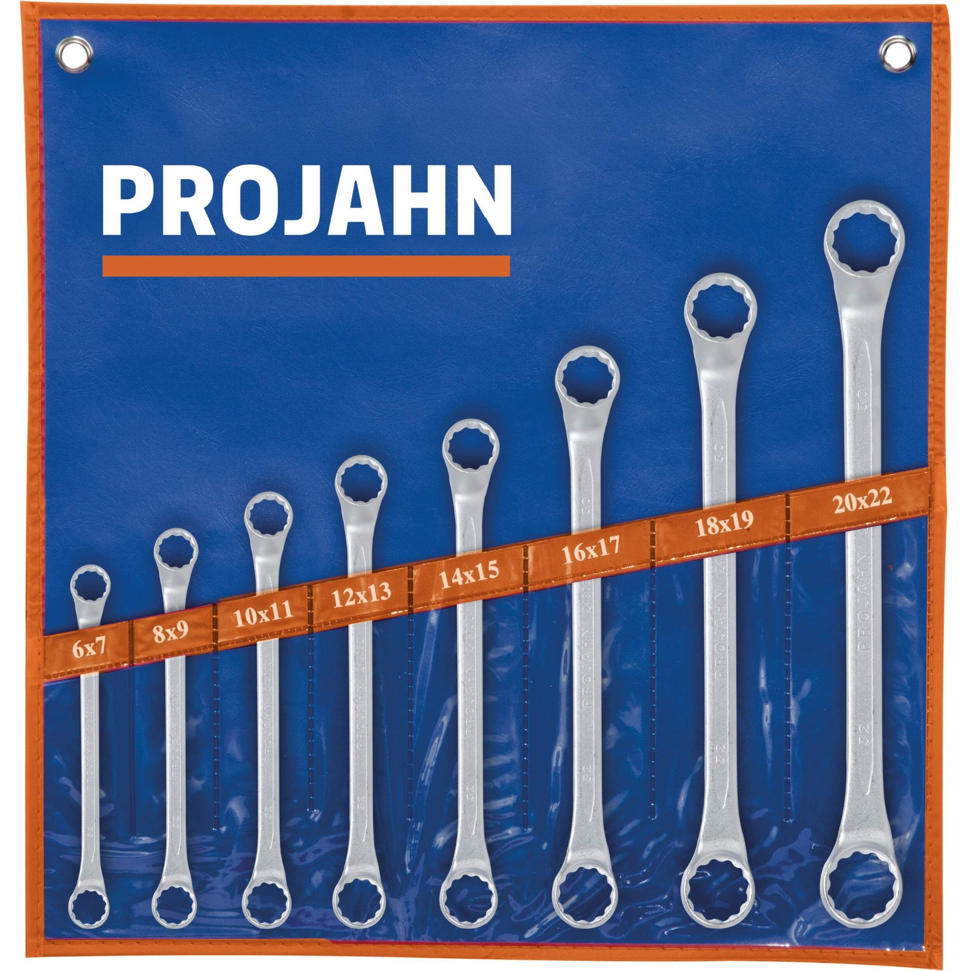 Schraubenschlüssel-Satz, Maulschlüssel, Metische Größen, Werkzeugrolle, blauer Tragerolle