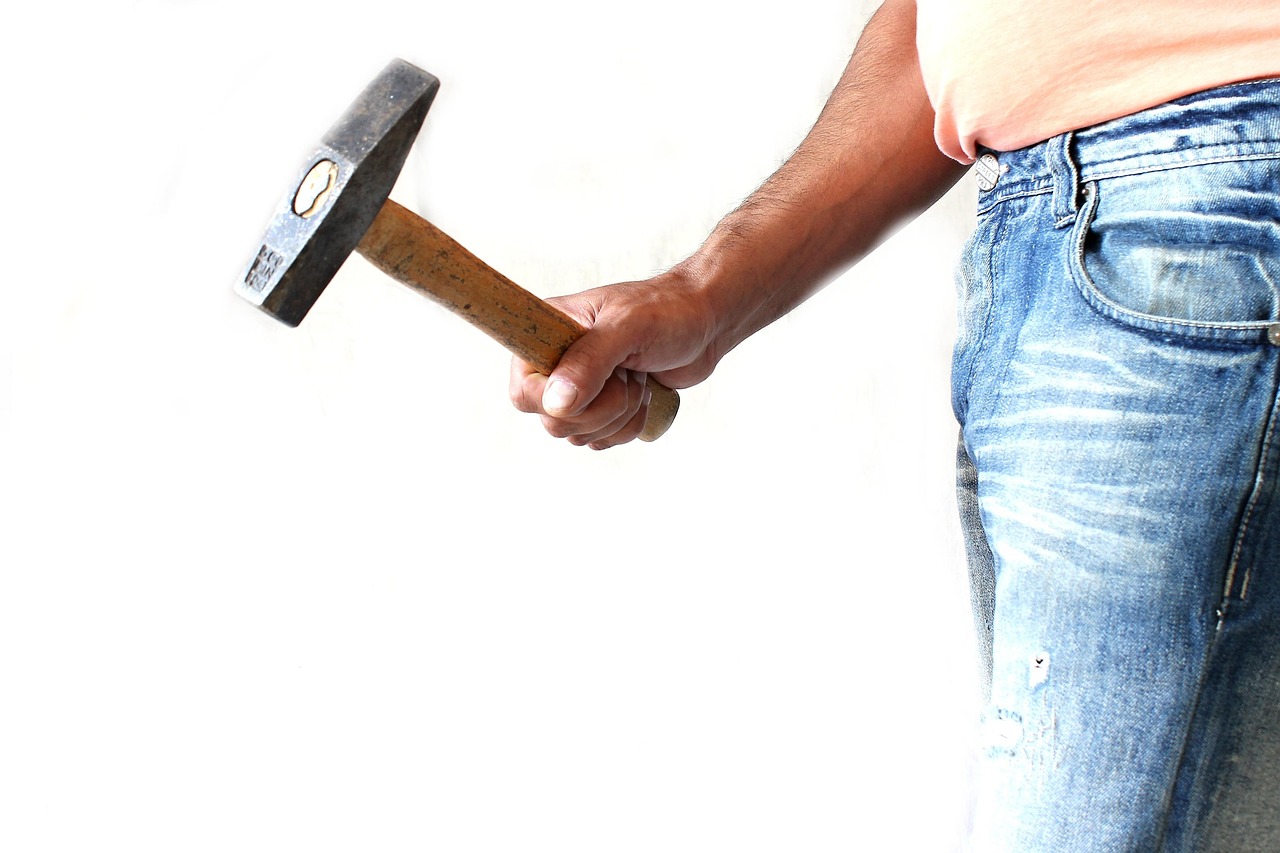 Gerät, Hammer, Werkzeug, Jeans, Hosen