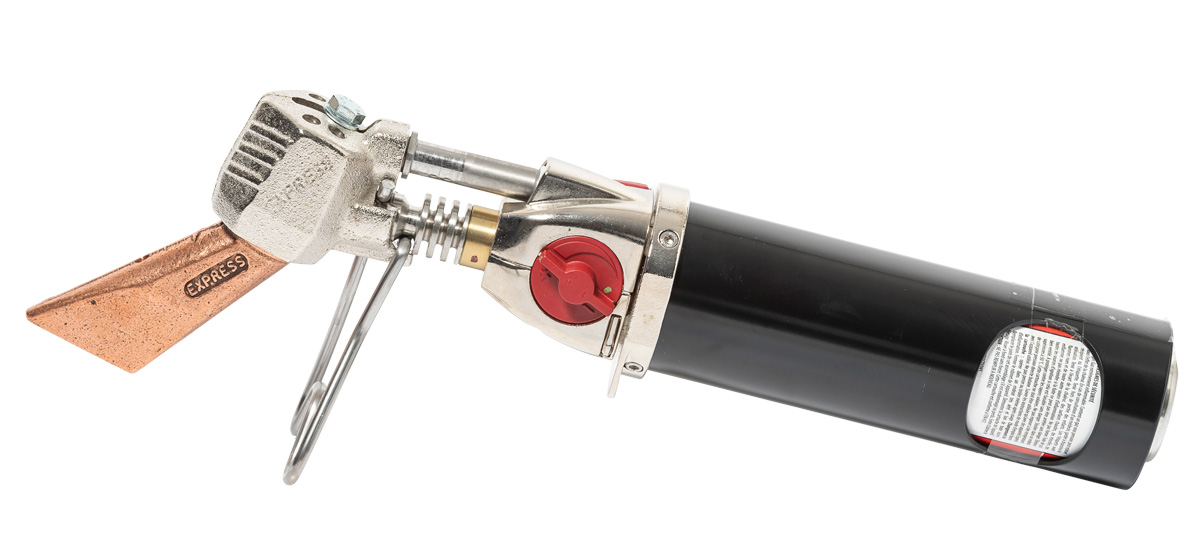 Perkeo Propan-Butan-PIEZO-Weichlötkolben m.235 g-Cu.St.auf Kartuschenbasis