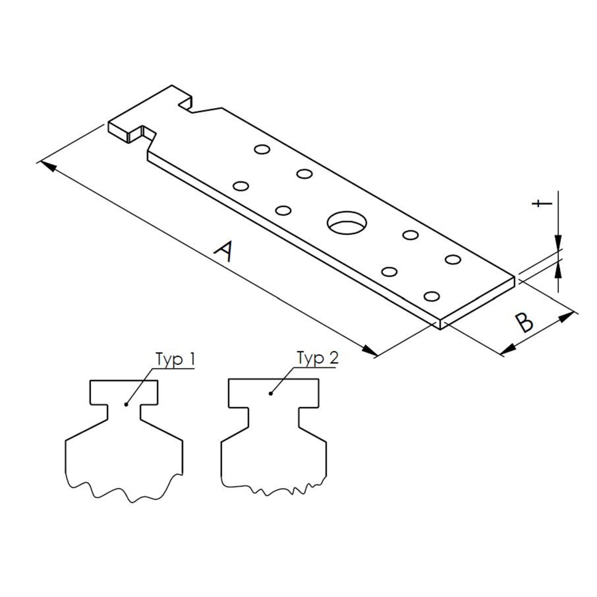 Montageplatte, Metallplatte, Lochmuster, Perforierte Platte, Typ 1 Typ 2