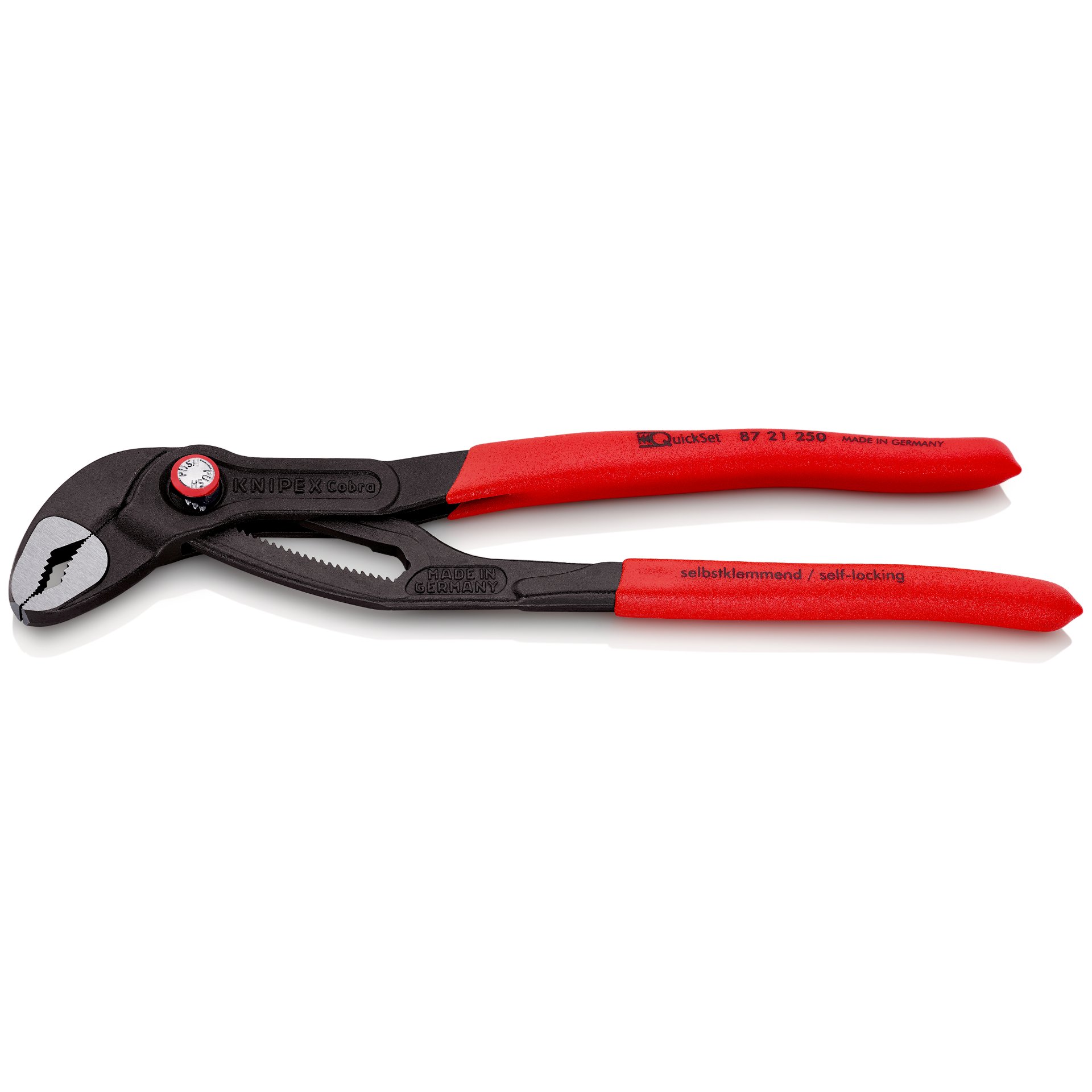KNIPEX 87 21 250 Cobra® QuickSet Hightech-Wasserpumpenzange mit rutschhemmendem Kunststoff überzogen grau atramentiert 250 mm Gerät, Zangen, Werkzeug