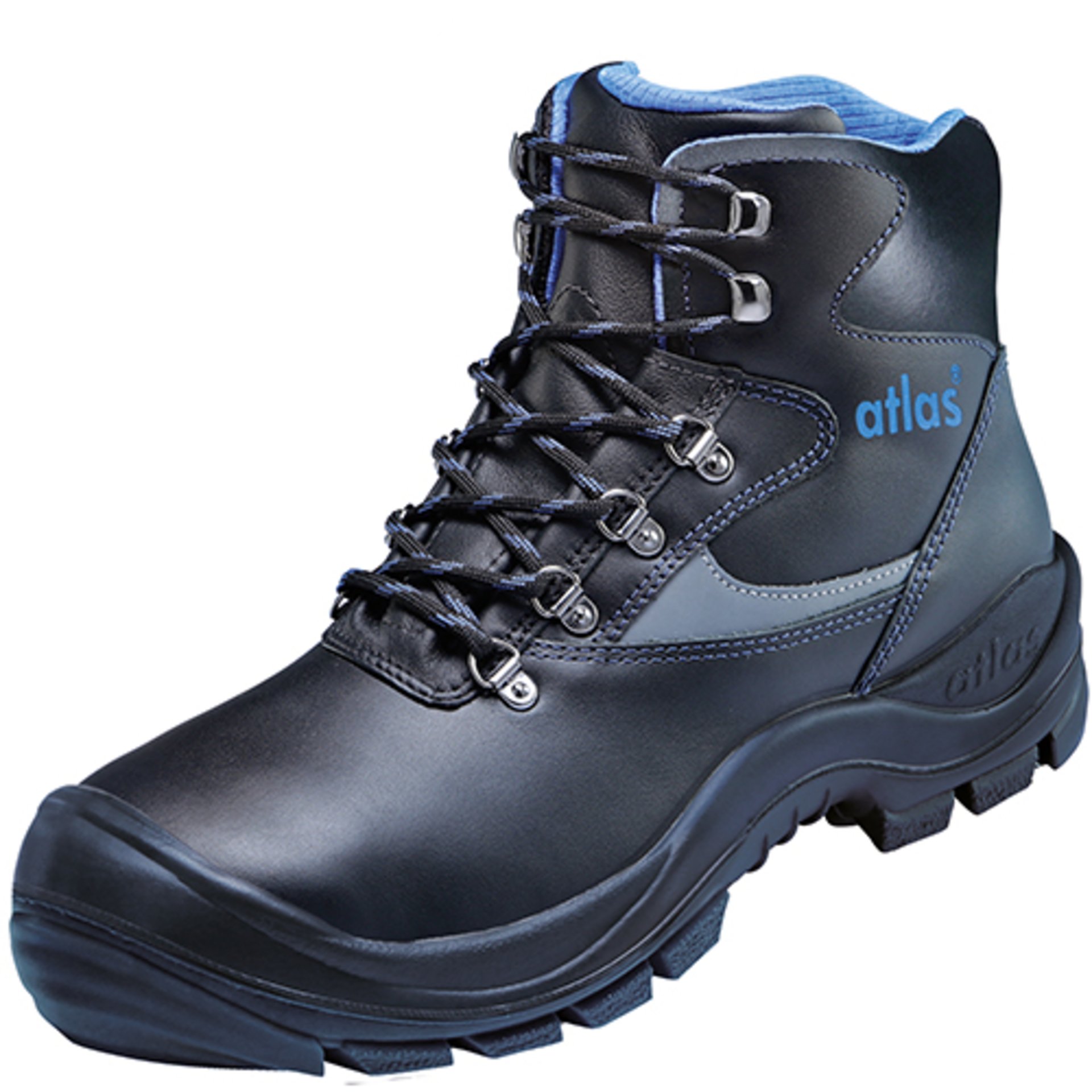 Stiefeletten, Leder, Dunkelblau, Gummisohle, atlas