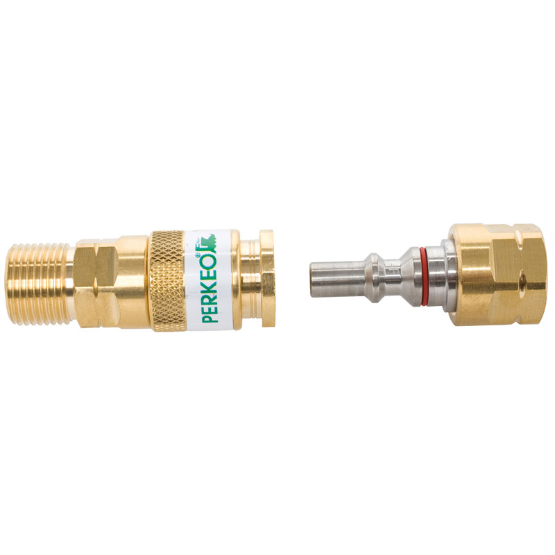 schnellkupplung-gas-griffst Perkeo Schnellkupplung f. Gas Anschl. an Griffst. G3/8 LH x G3/8 LH
