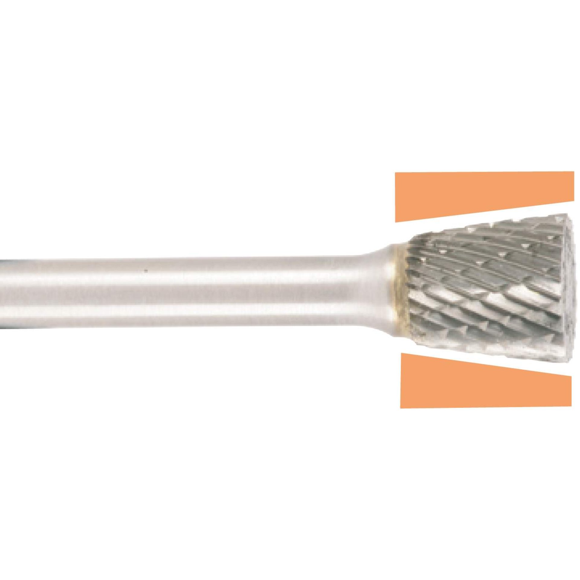 Schleifstift, Korund-Schleifer, Wellenschliff, Metalloberfläche, Kegelform