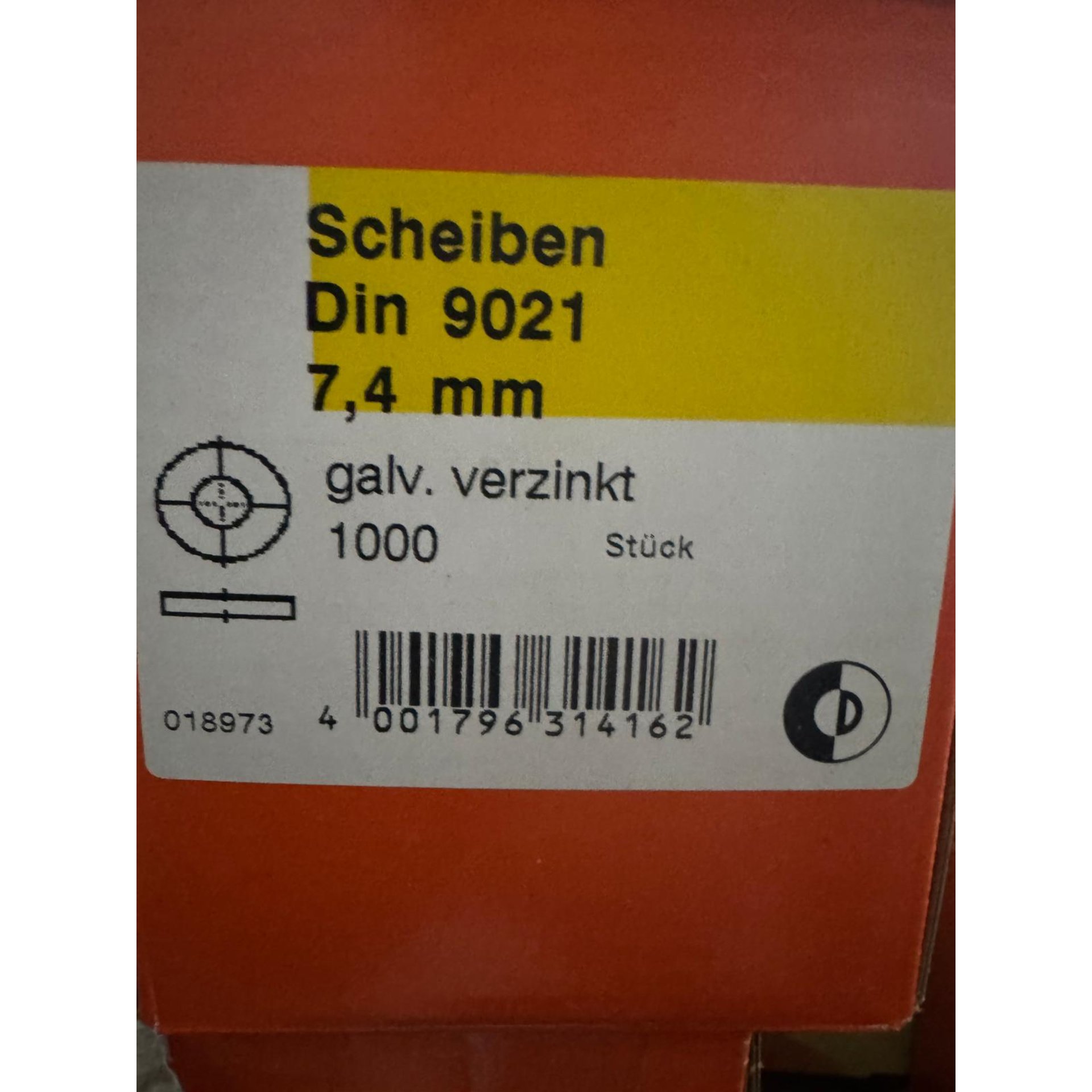 Scheiben, Din 9021, 7,4 mm, galv. verzinkt, Stück