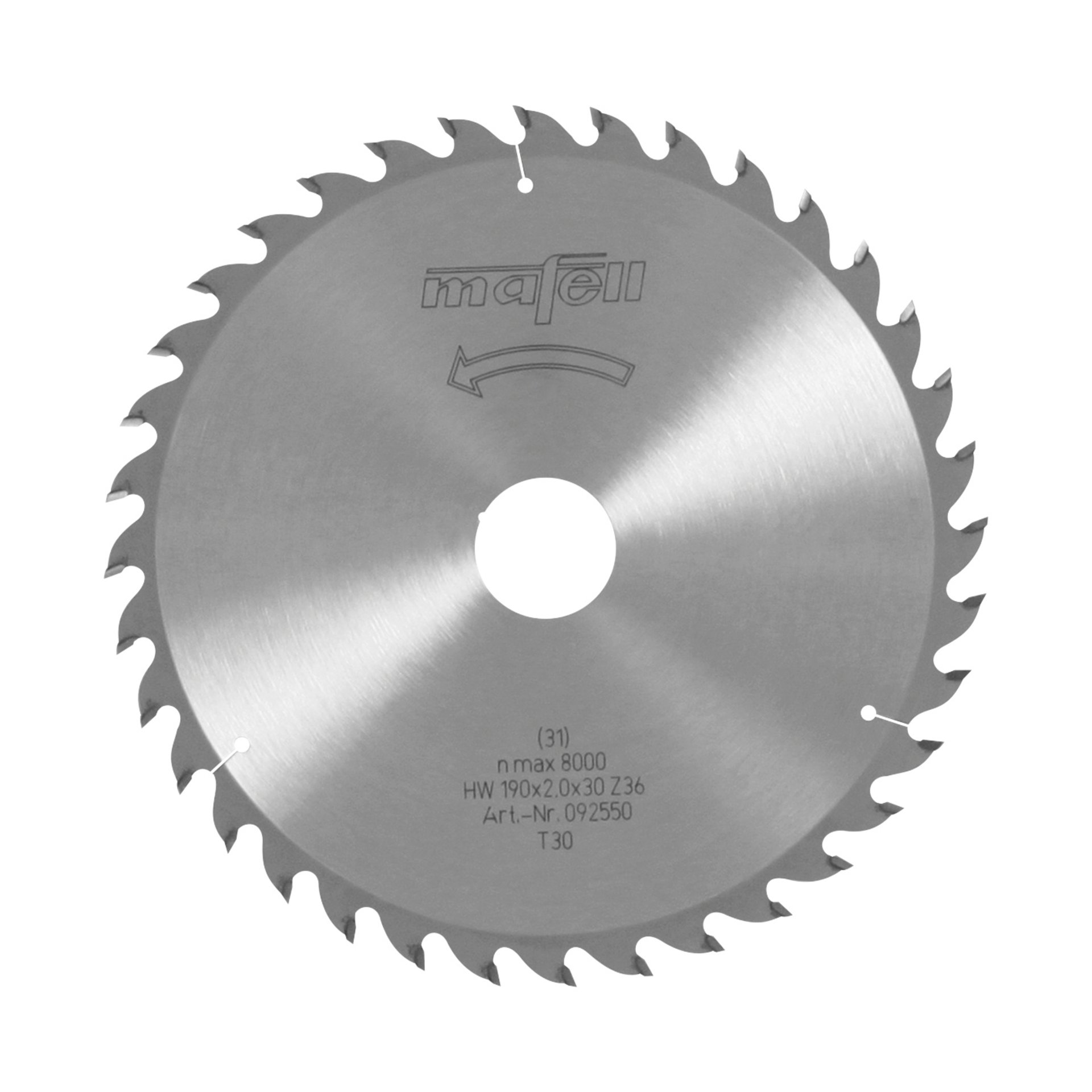 Mafell Sägeblatt-HM, 190 x 1,4/2,0 x 30 mm, Z 36, WZ, für universellen Einsatz in Holz