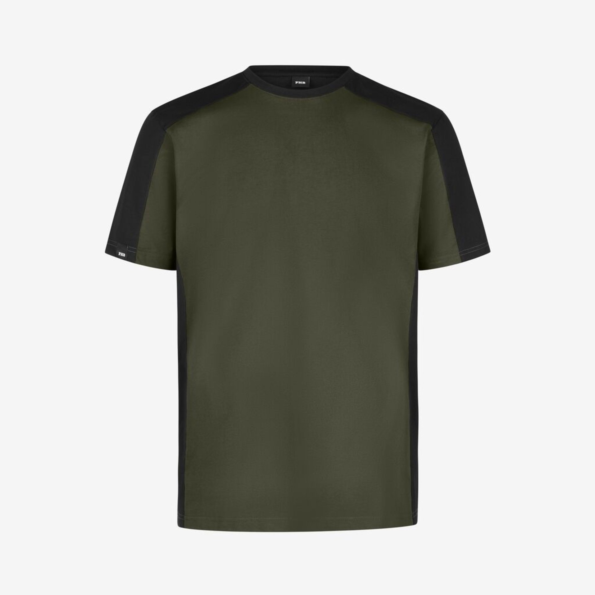 T-Shirt, Olivfarben, Kurzarm, Unifarben, Rundhals