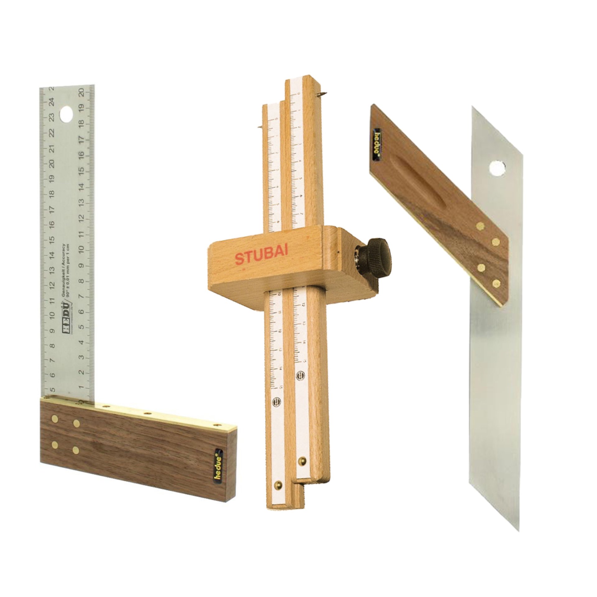 DAKL Tischler- Schreiner- Set N2515: Winkel 250 mm, Gehrmaß, 250 mm-, Streichmaß doppelt