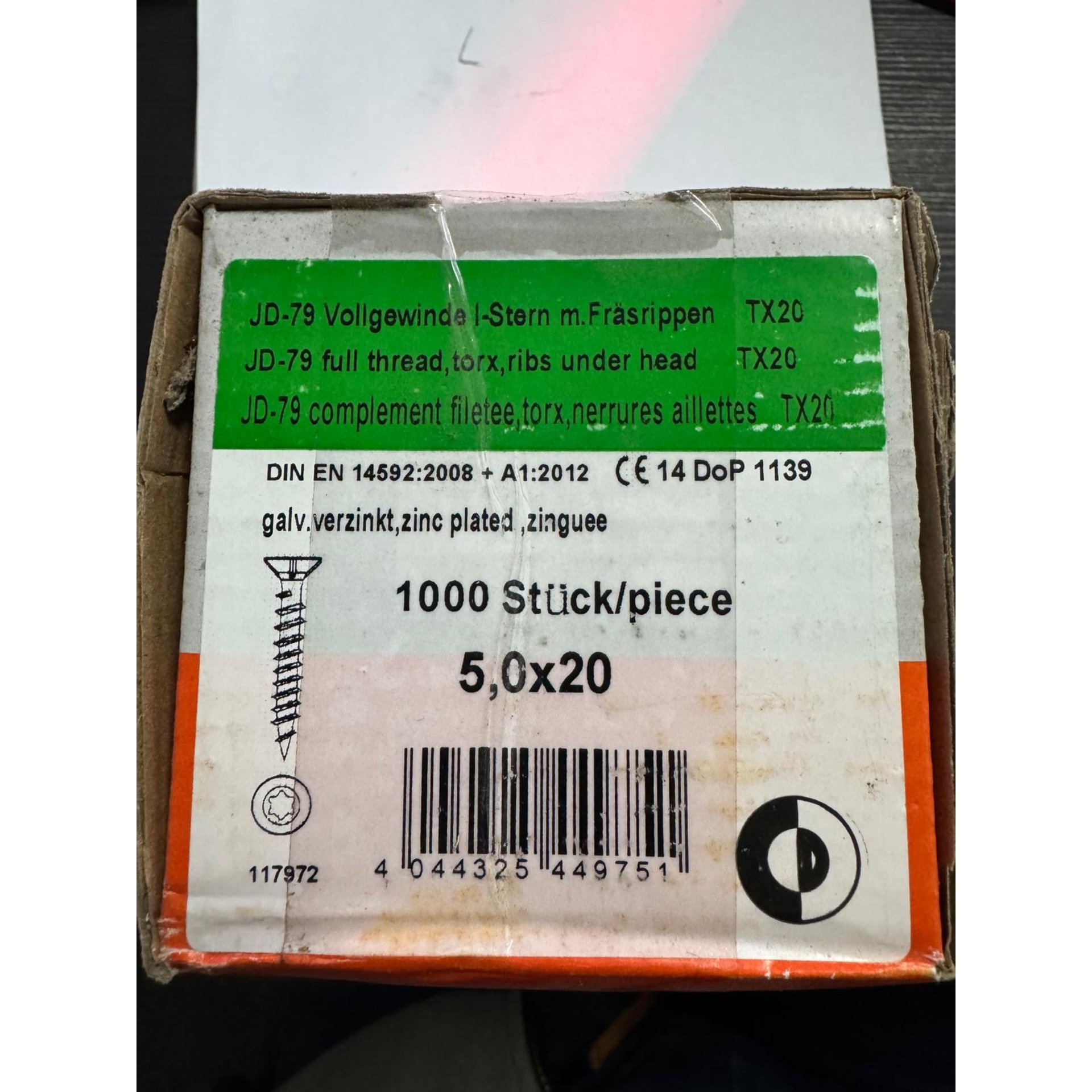 auge, schrauben, zinkbeschichtet, gelb/grün, boxen