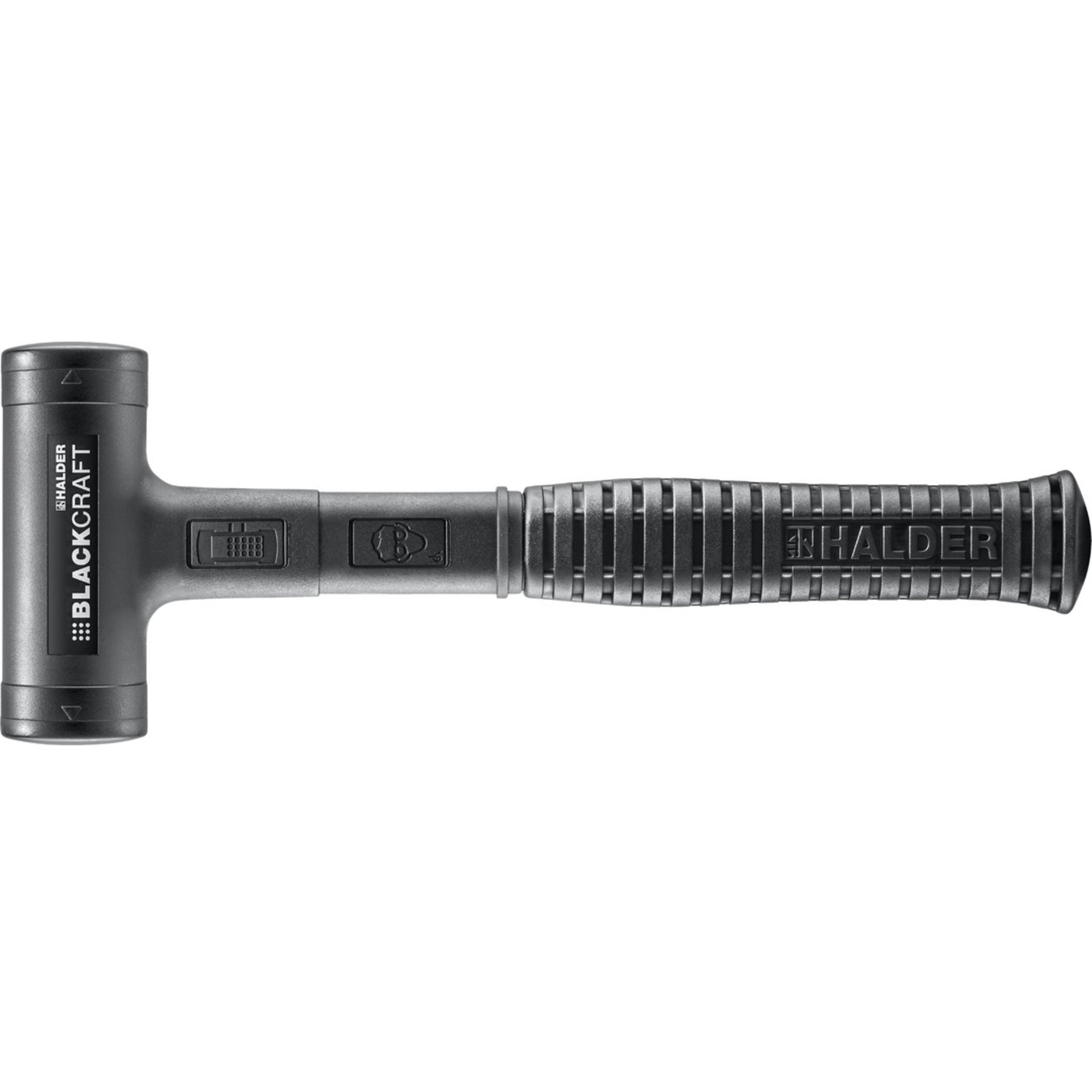 Halder BLACKCRAFT-Schonhammer, mit bruchsicherem Stahlrohrstiel, PUR ummantelt und ergonomisch geformtem, rutschsicherem Griff | D=40 mm | 3379.040 Gerät, Hammer, Werkzeug, Fön, Holzhammer