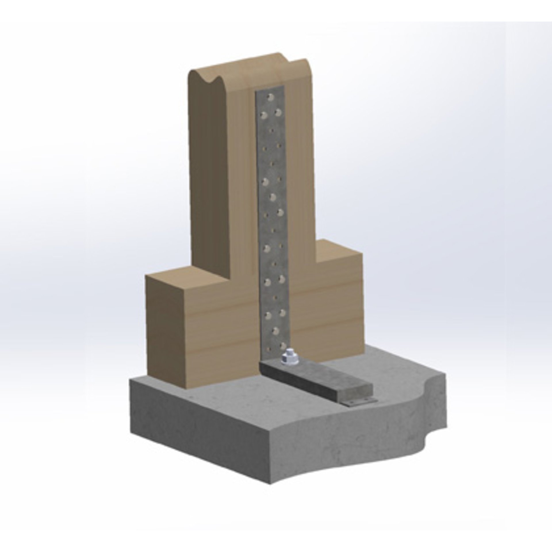 Holzstab, Ständer, Metallführung, Montageplatte, Säulenstütze