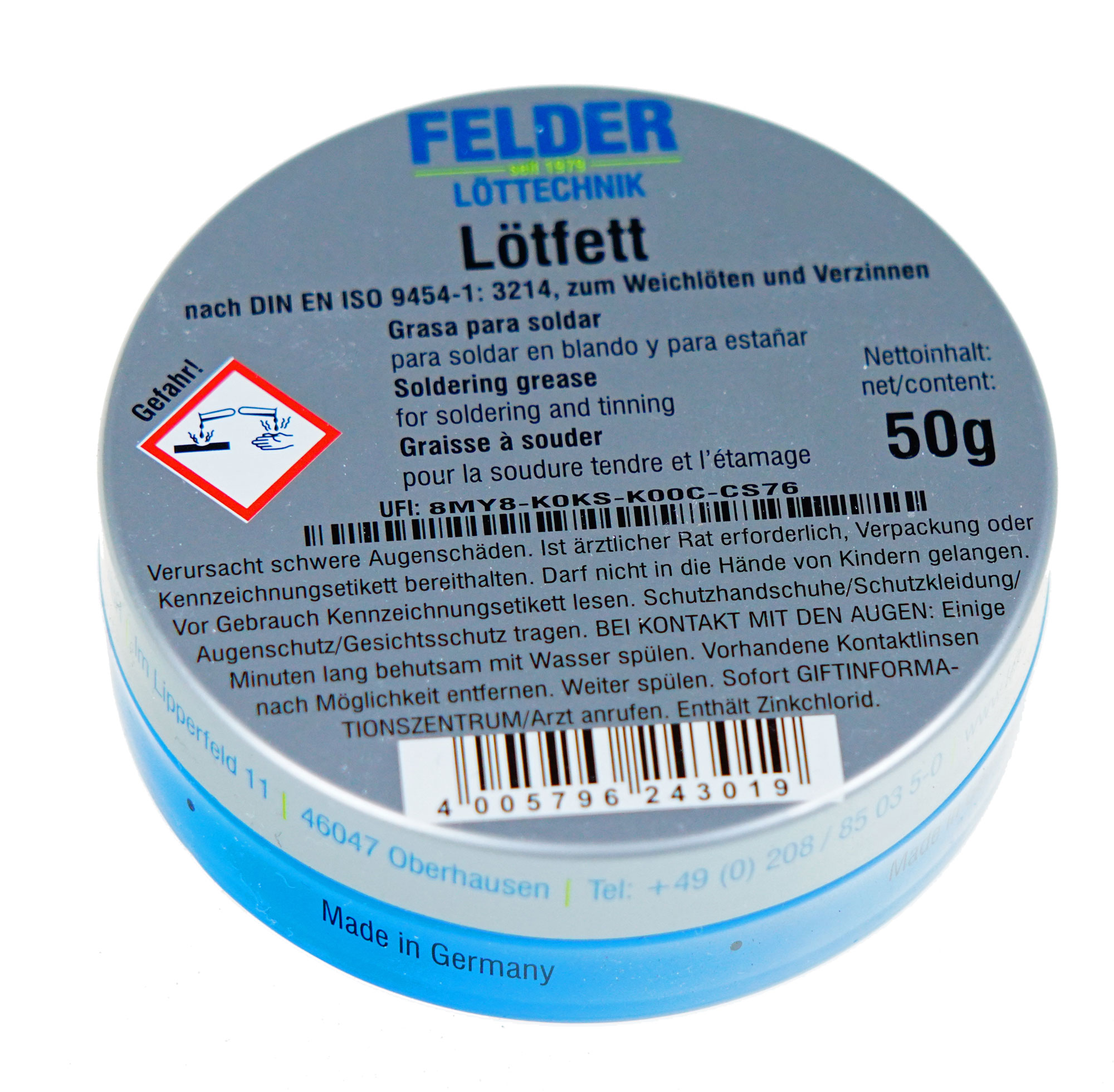felder-loetfett-50gramm Lötfett, 50 g Dosen, DIN EN 29454 3.1.1.C