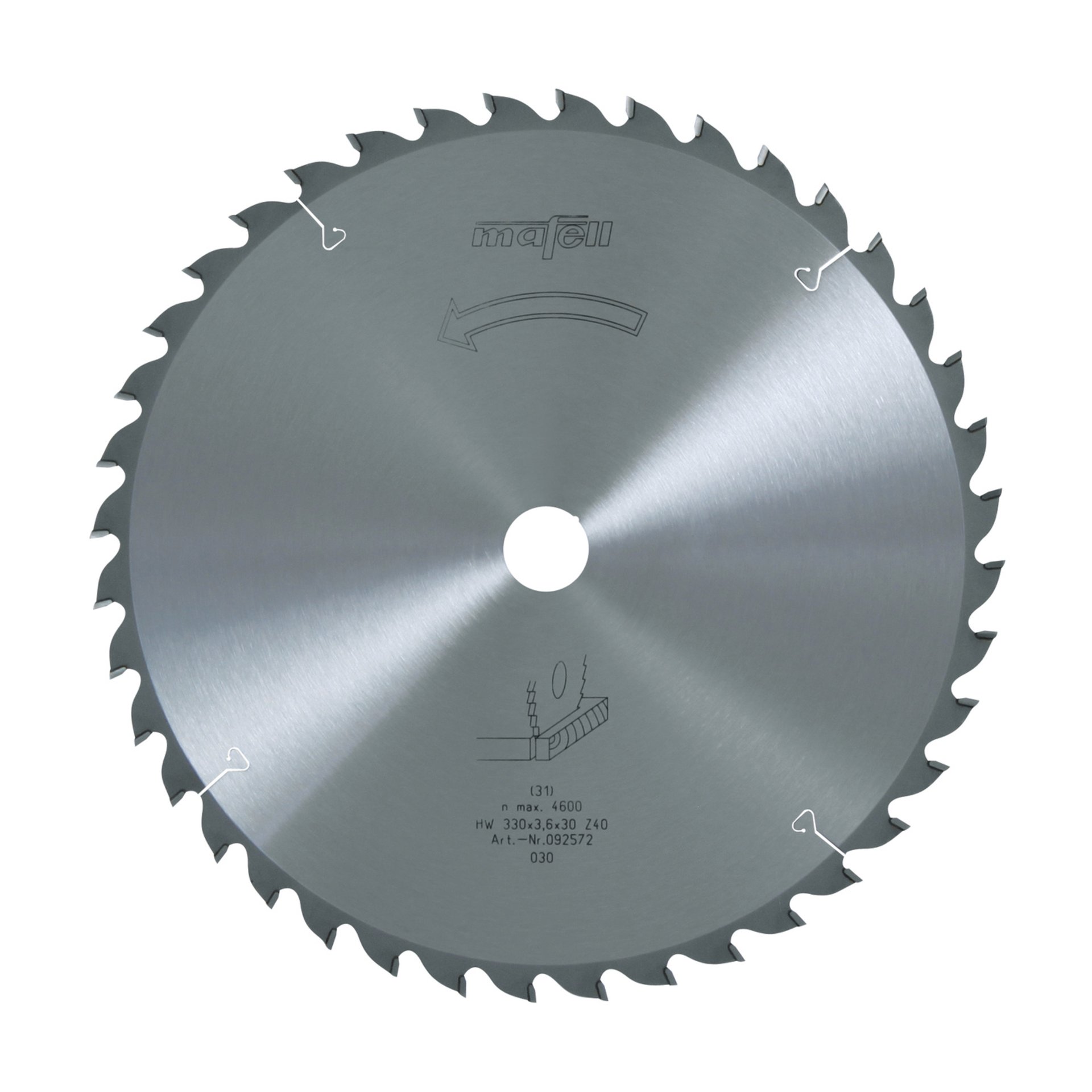 Mafell Sägeblatt-HM, 330 x 2,2/3,6 x 30 mm, Z 40, WZ, für Feinschnitte in Holz