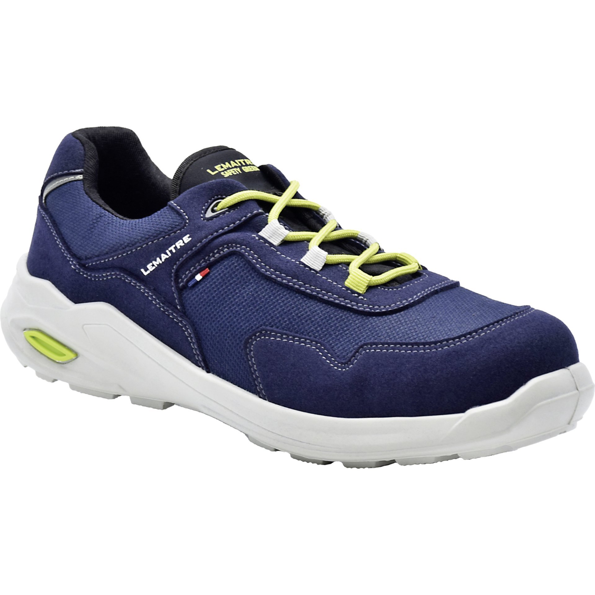 Sneaker, Laufschuhe, Navy Blau, Gummisohle, Lime Akzent