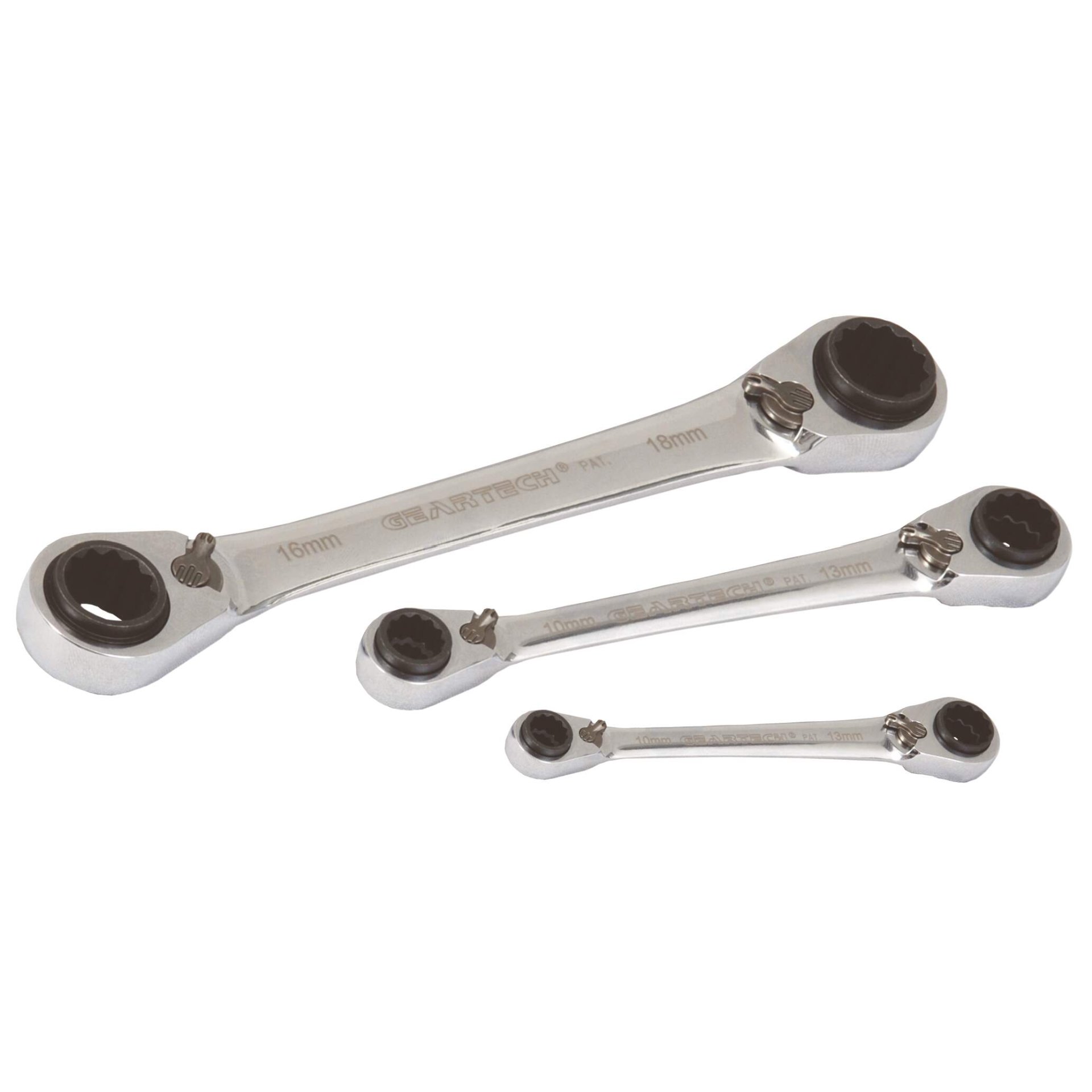 Ratsche, Nuss-Schraubenschlüssel, 2-Wege, Maße 16mm, 13mm, 18mm, Schraubenschlüssel-Set, Chromstahl