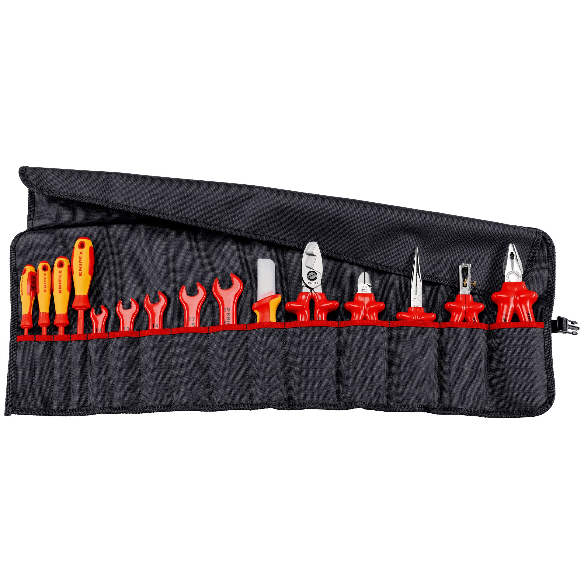 KNIPEX 98 99 13 Werkzeug-Rolltasche 15-teilig mit isolierten Werkzeugen für Arbeiten an elektrischen Anlagen 805 mm Gerät