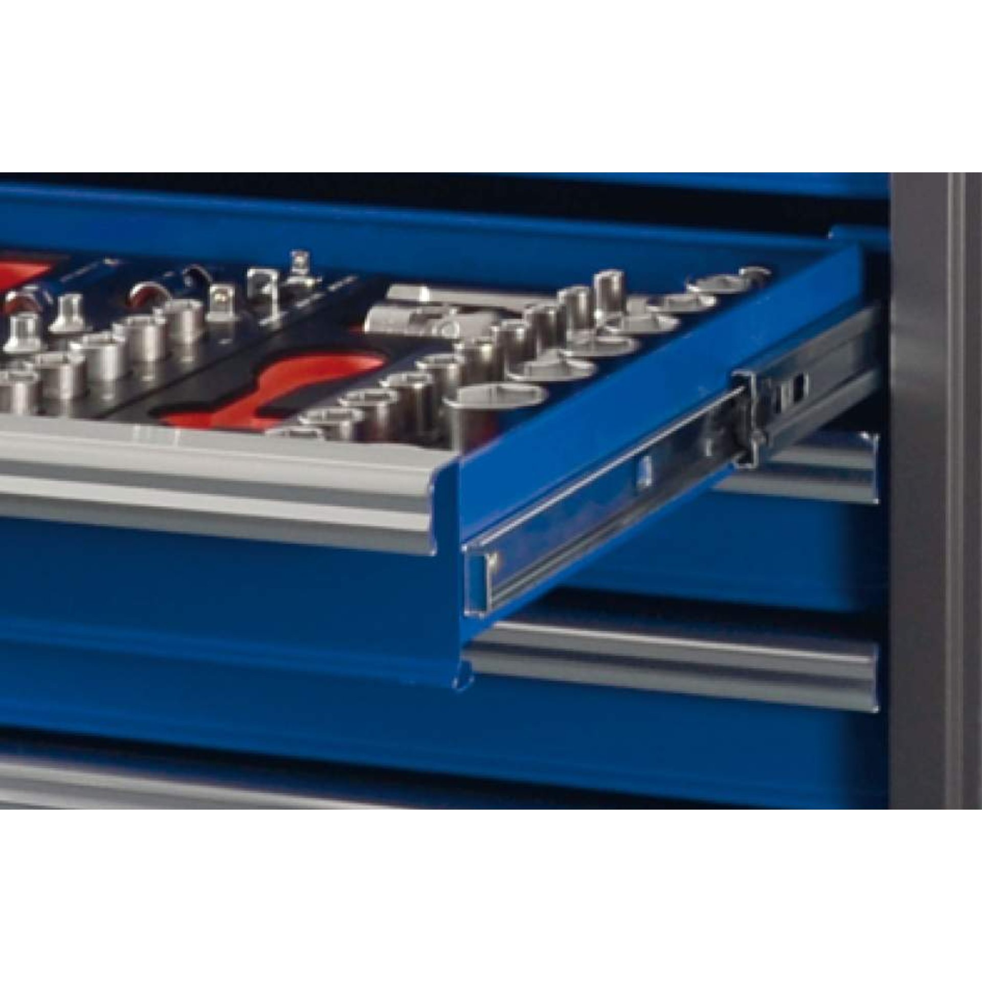 Werkzeugkassette, Werkzeugschublade, Schraubenschlüssel-Satz, Metall, Blau