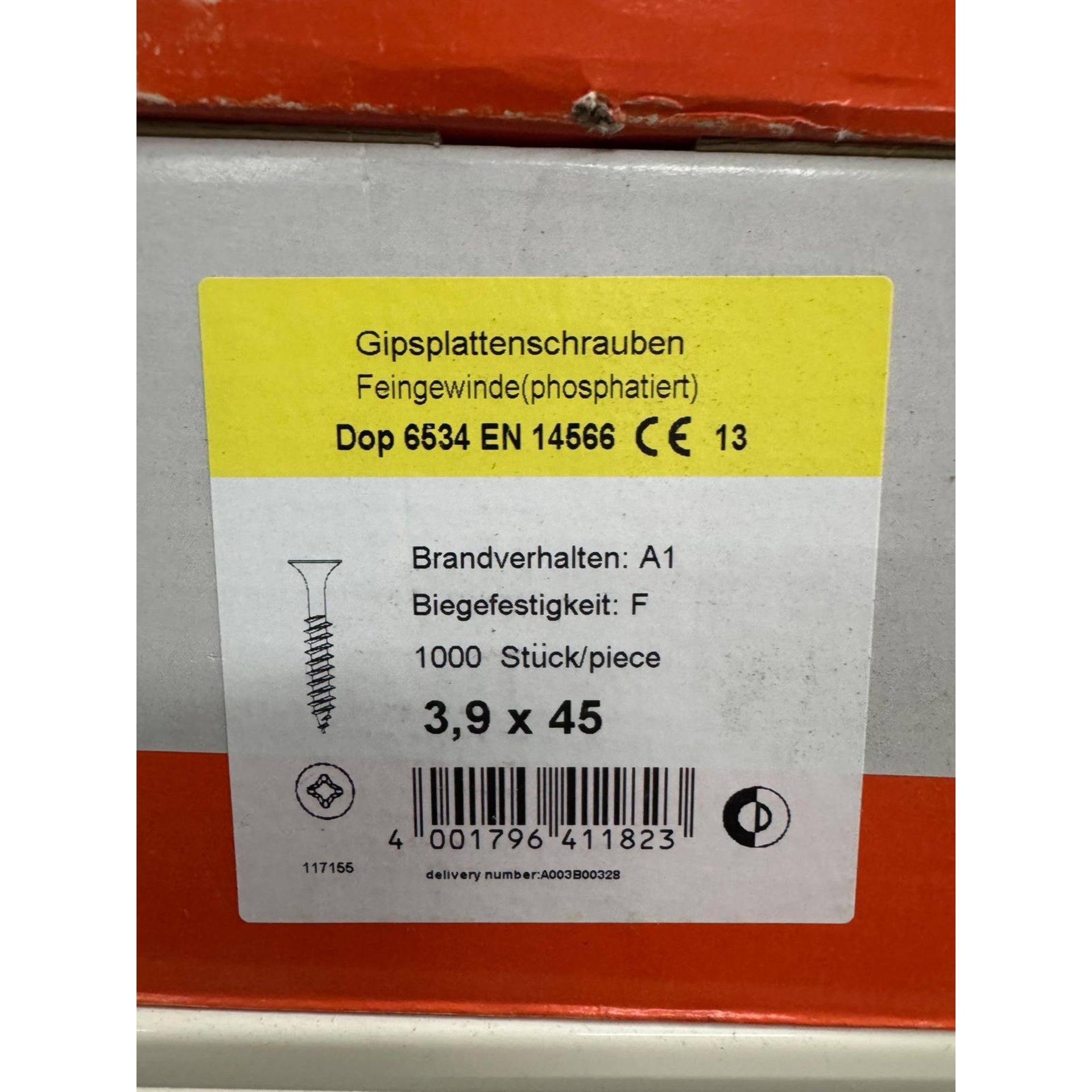 Gipsplattenschrauben, Feingewinde, Phosphatiert, 3,9 x 45, Schraubenlänge