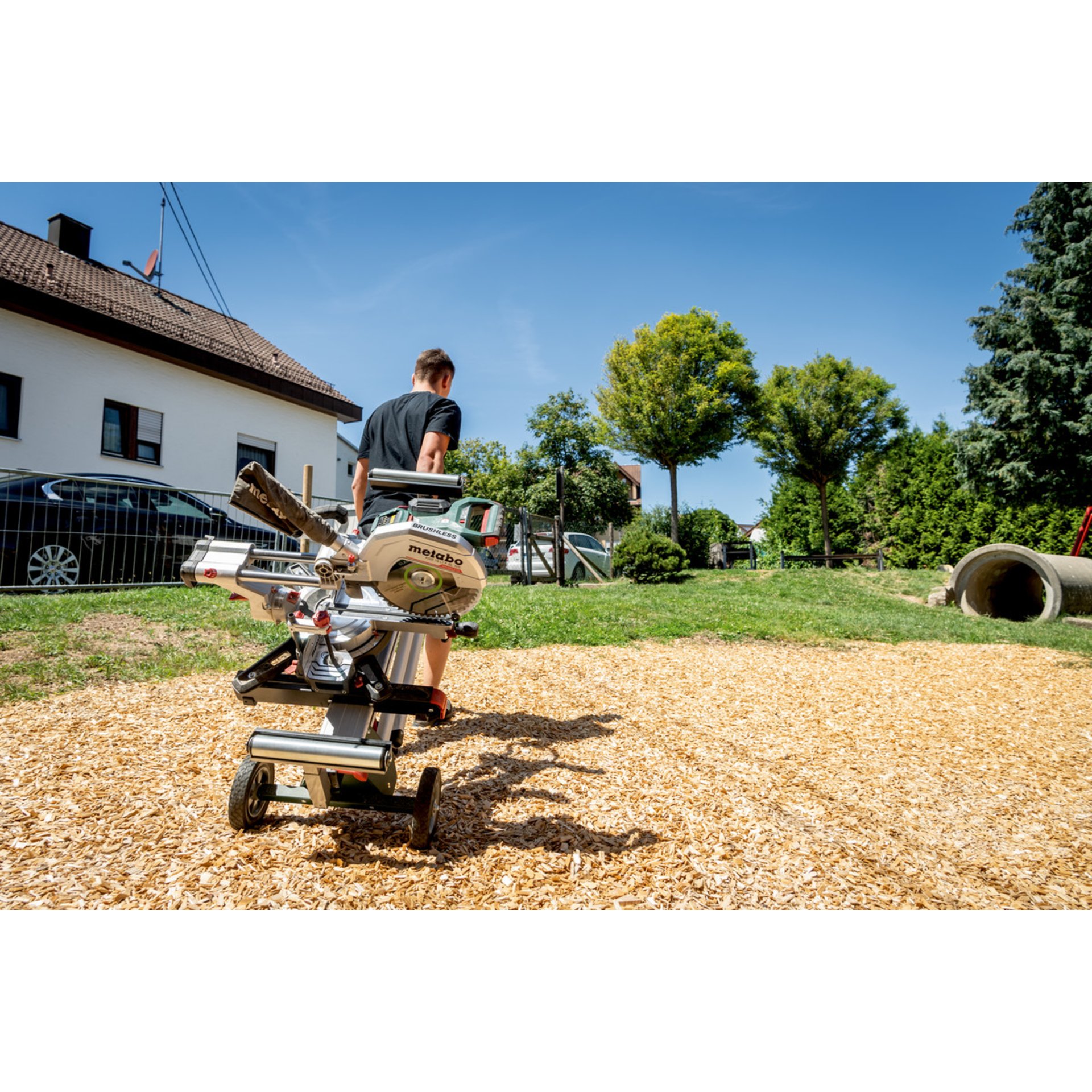 Gras, Nachbarschaft, Kies, Baum, Person