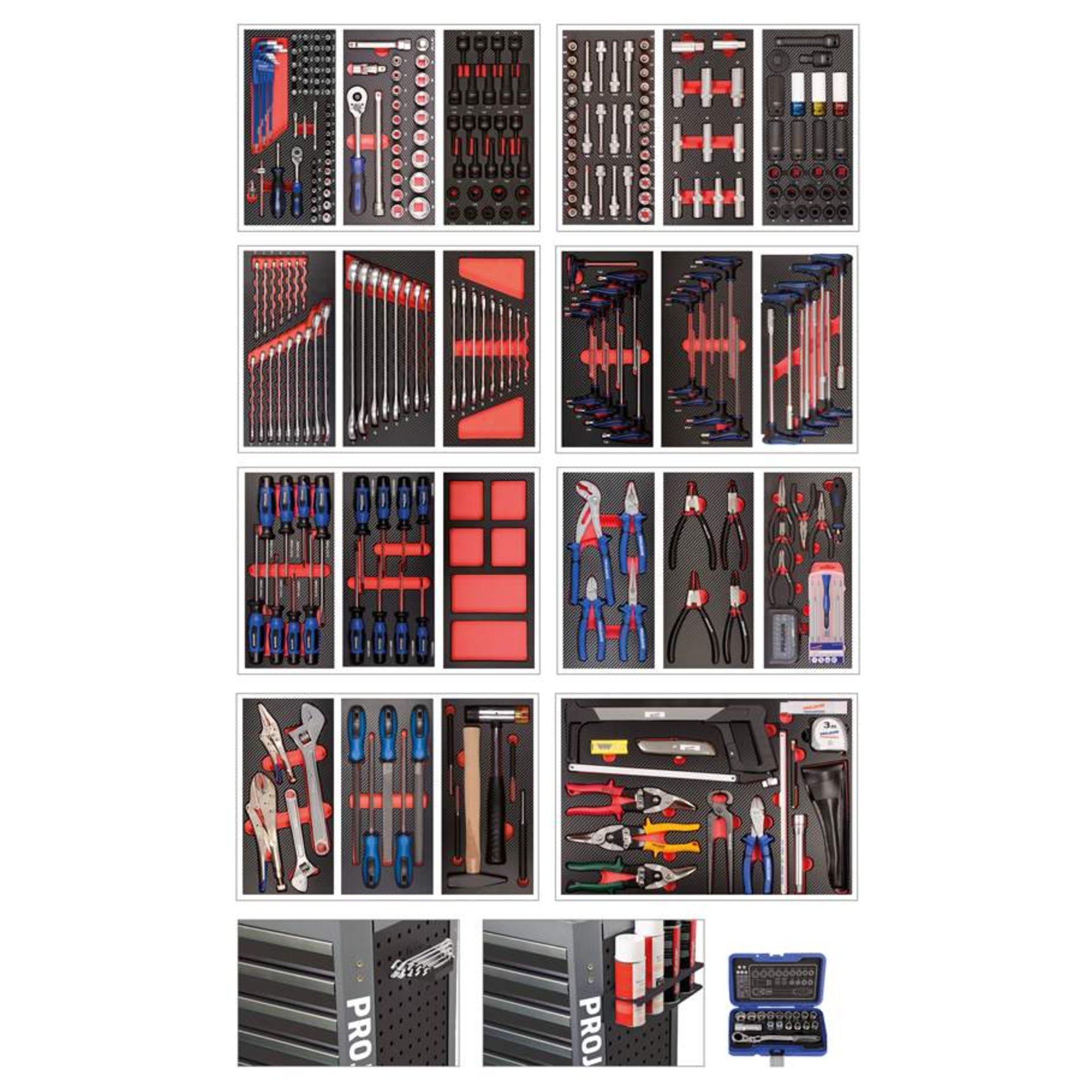 Werkzeugset, Schraubendreher, Zangen, Rolltasche, Schraubenschlüssel