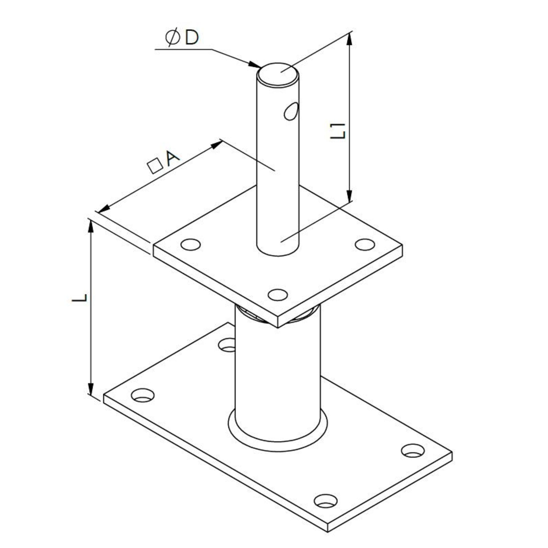 Pfeiler, Schraubstütze, Grundplatte, Bohrung, Hebezeug