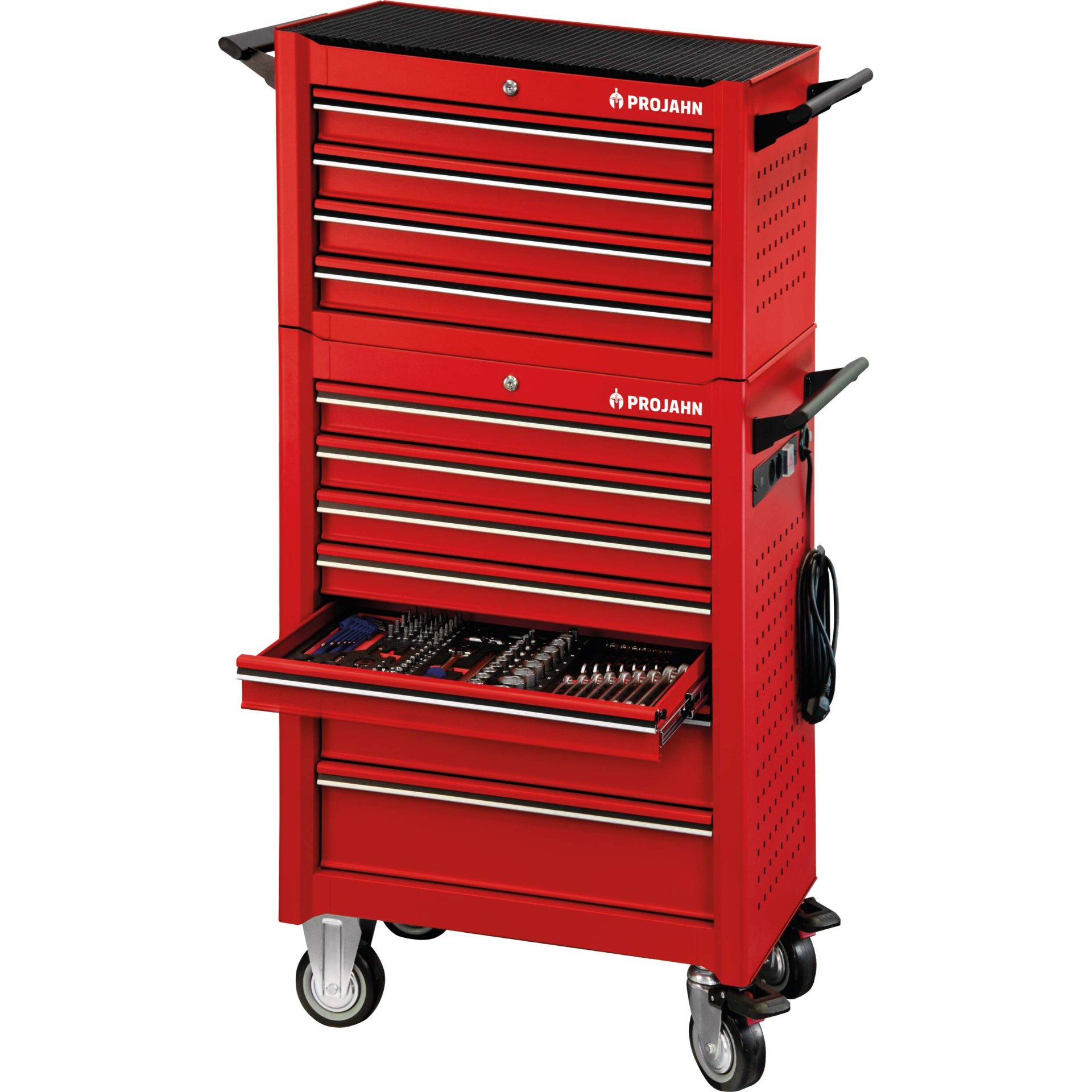 Werkzeugwagen, Schubladenwerkzeugkasten, Rot, Rollwagen, Profi-Werkzeugwagen