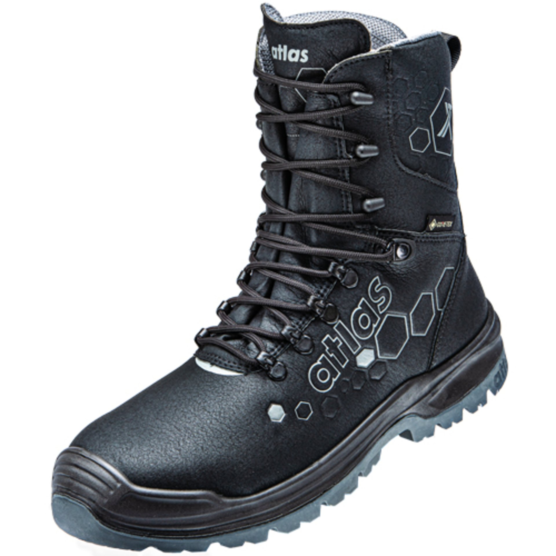 Stiefel, Wanderstiefel, Gummi/Synthetik, Schwarz, Hexagon Muster