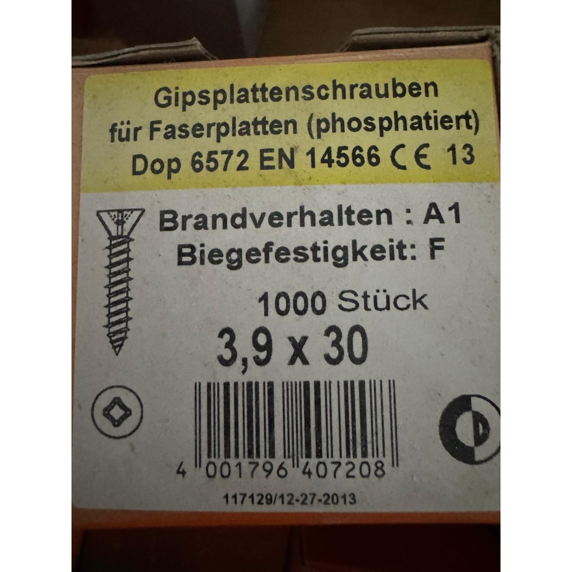 Gipskartenschrauben, Phosphatiert, DIN EN 14566, Holzschrauben, 3,9 x 30