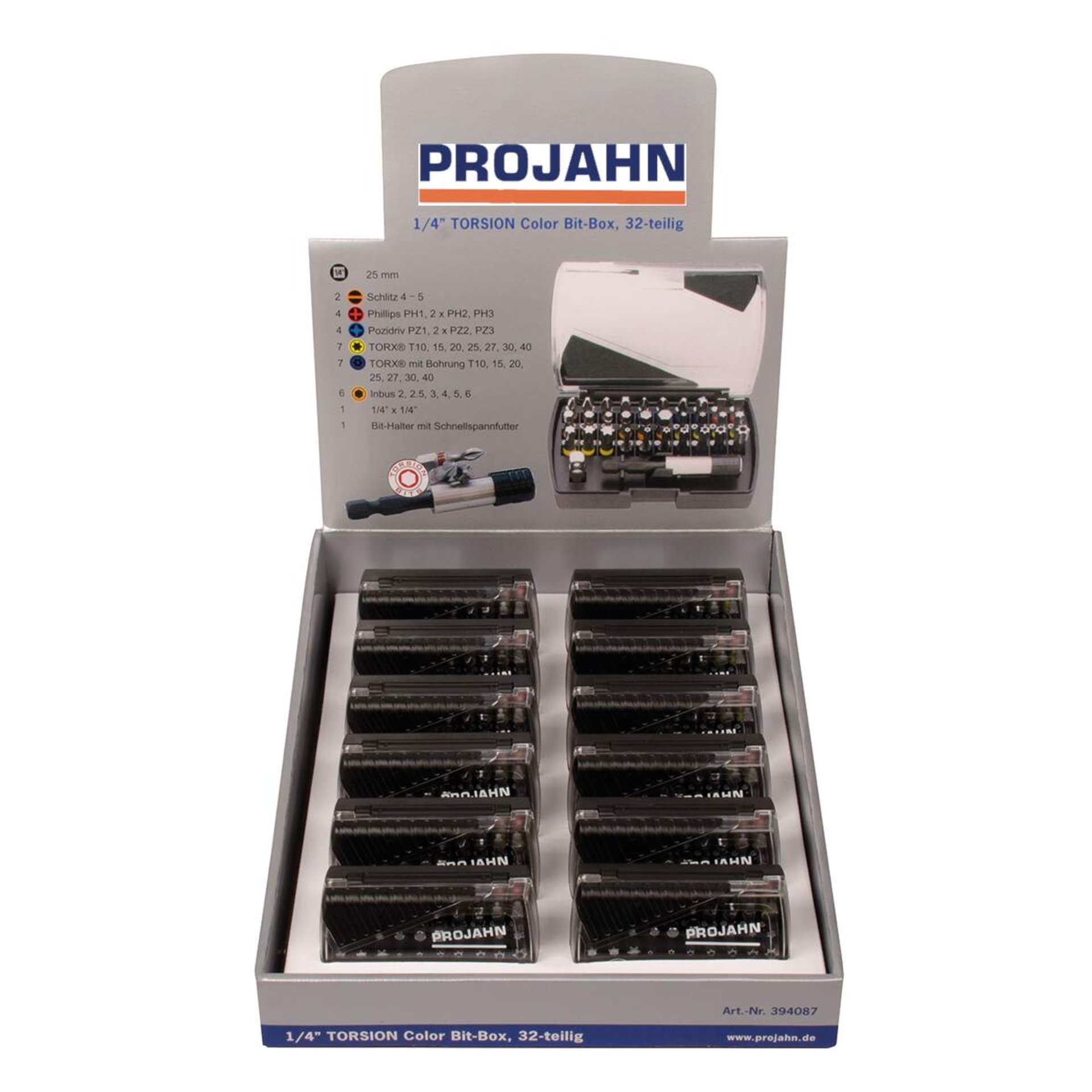 Torsions-Bit-Box, Bit-Set, Schraubendreher-Bits, Projahn, 32-teilig