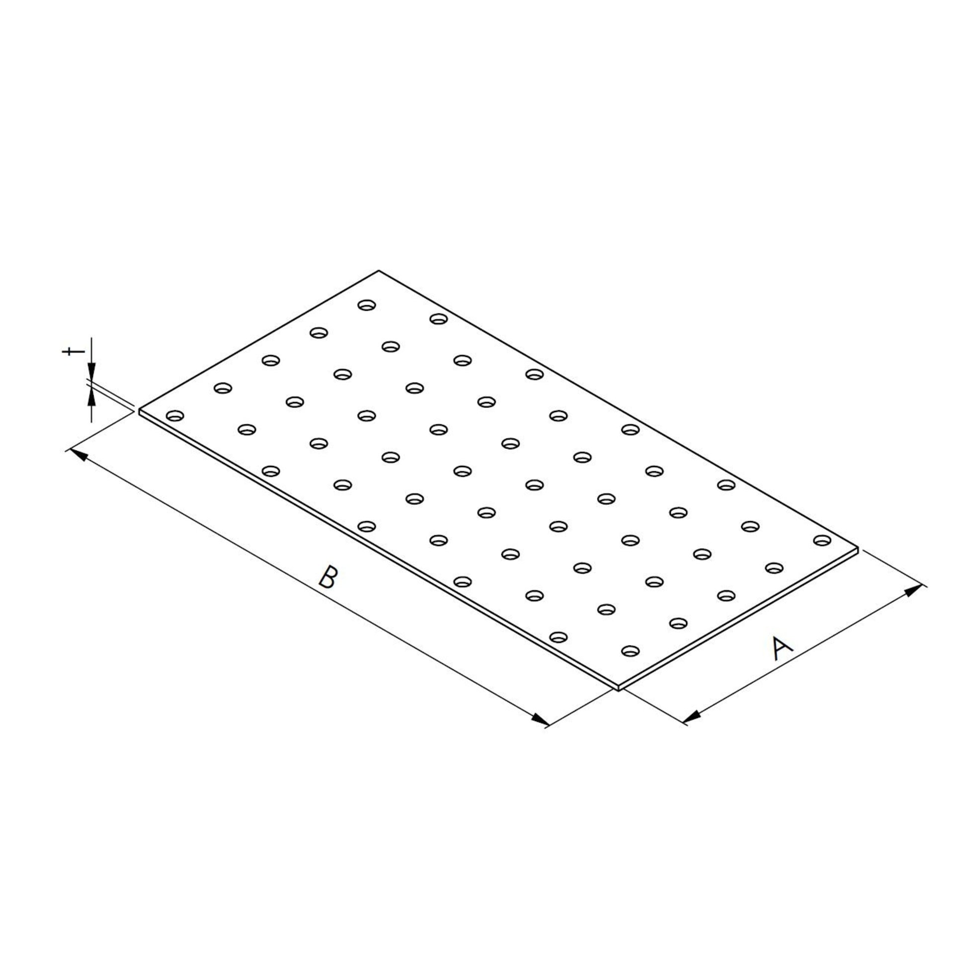 perforierte Platte, Metallplatte, Bohrungen, Rechteckige Scheibe, industrielles Bauteil