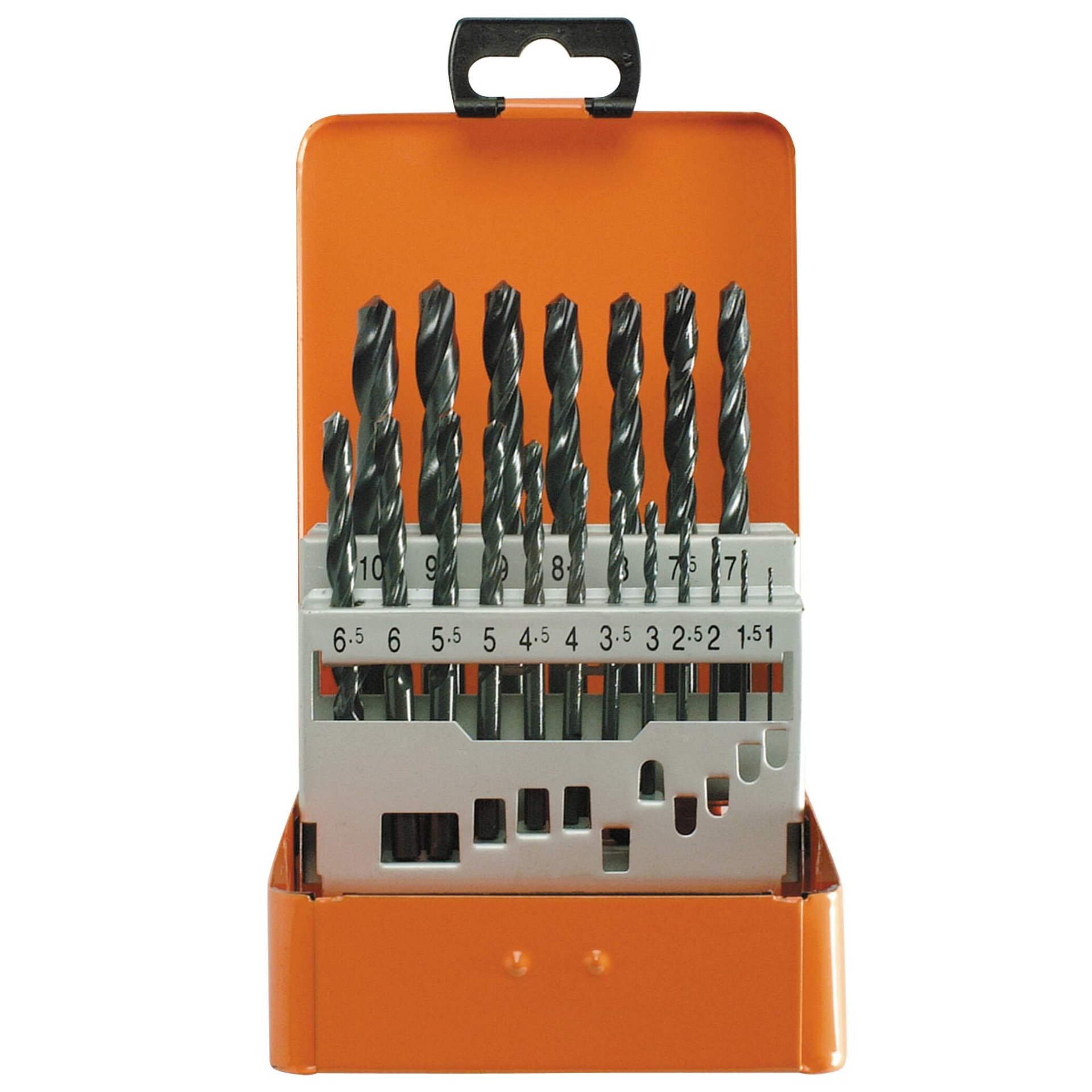 Bohrerset, Bohrer, Metallbohrer, Twistbohrer, Orangenes Etui
