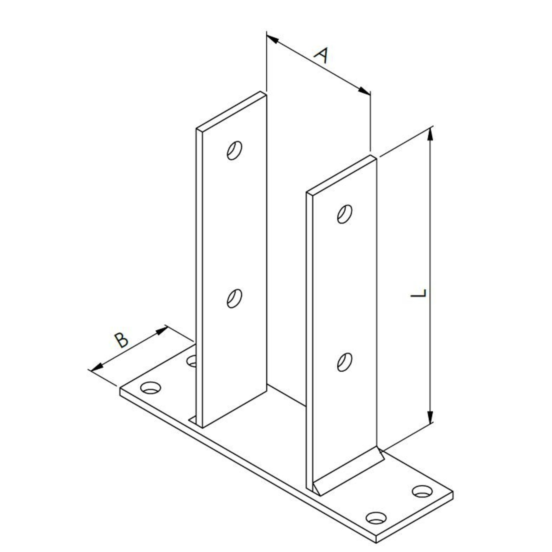 L-Bügel, Flansch, Baugruppe, Metallbock, Bohrungen