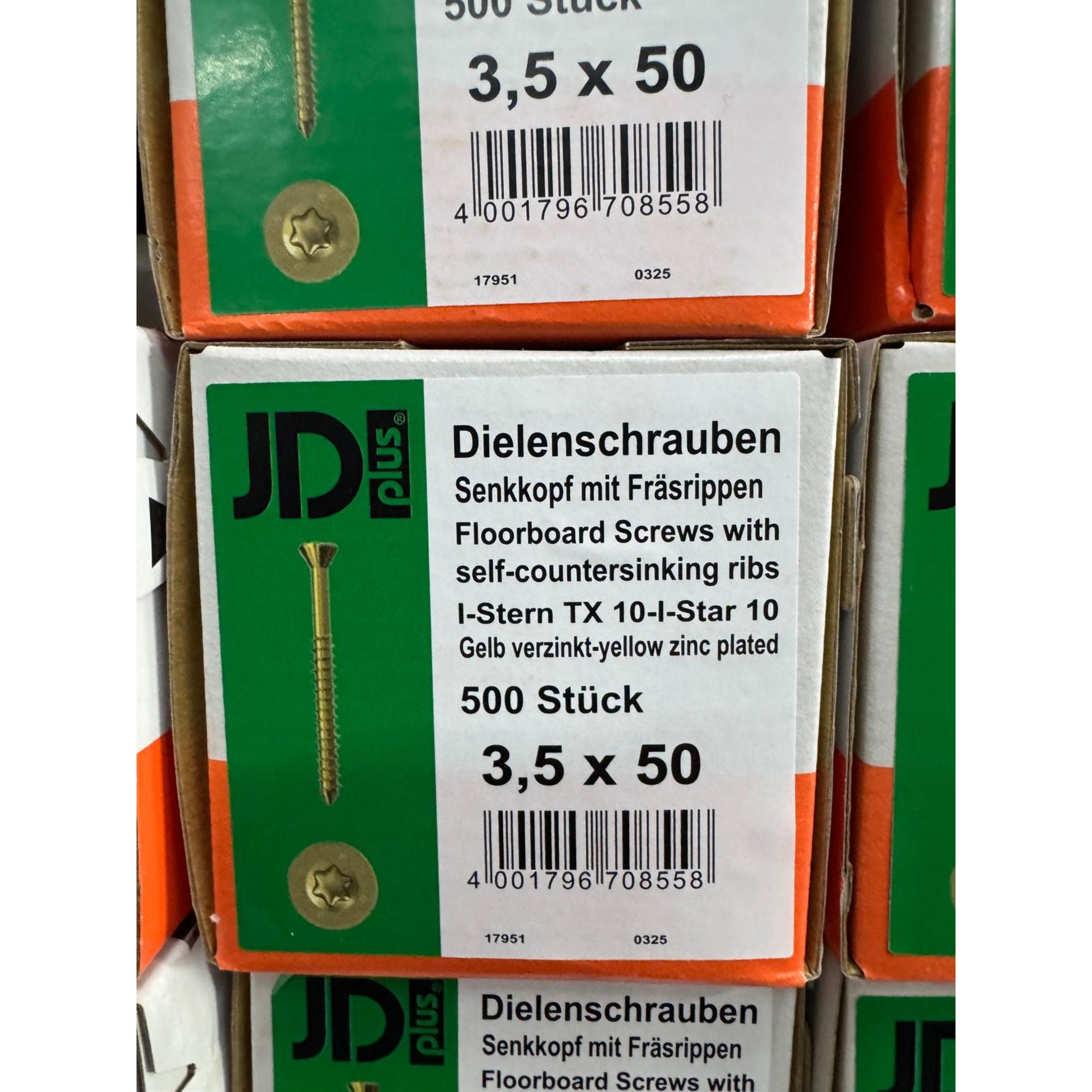 Holzschrauben, Flurbord-Schrauben, Senkkopf, Maße 3,5 x 50, Gelb verzinkt