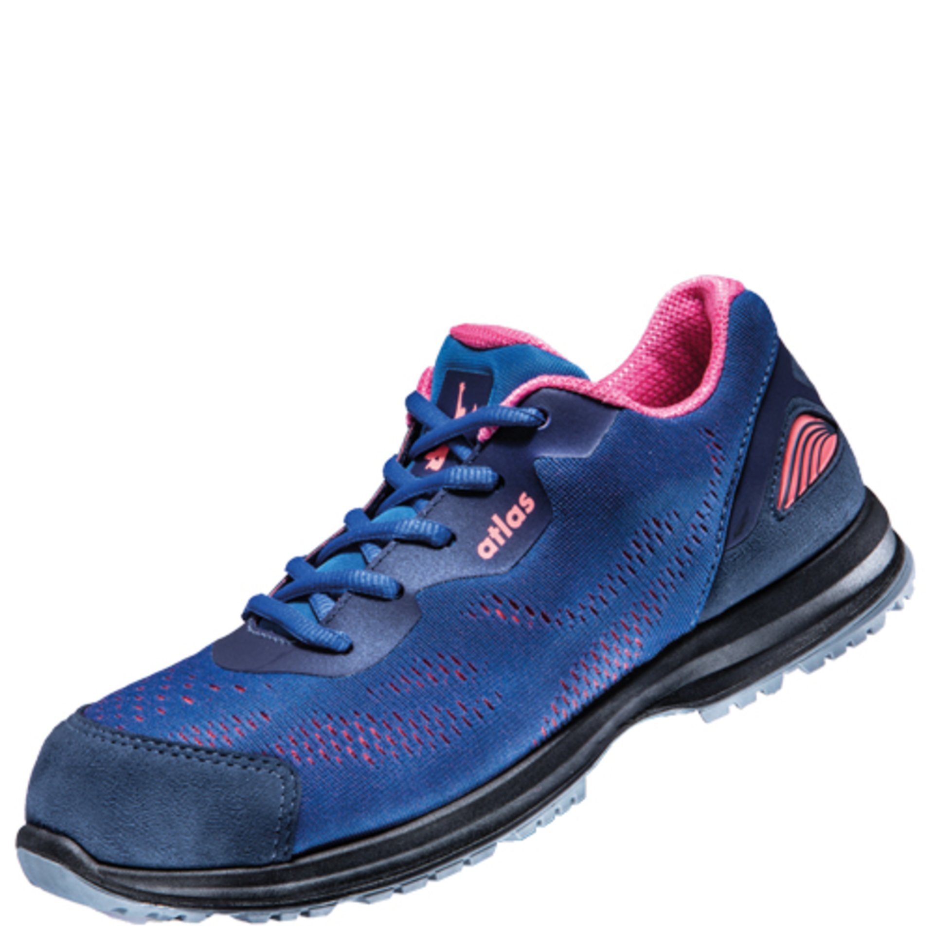 Laufschuh, Sneaker, Netzoberteil, Blau, Pink Akzente