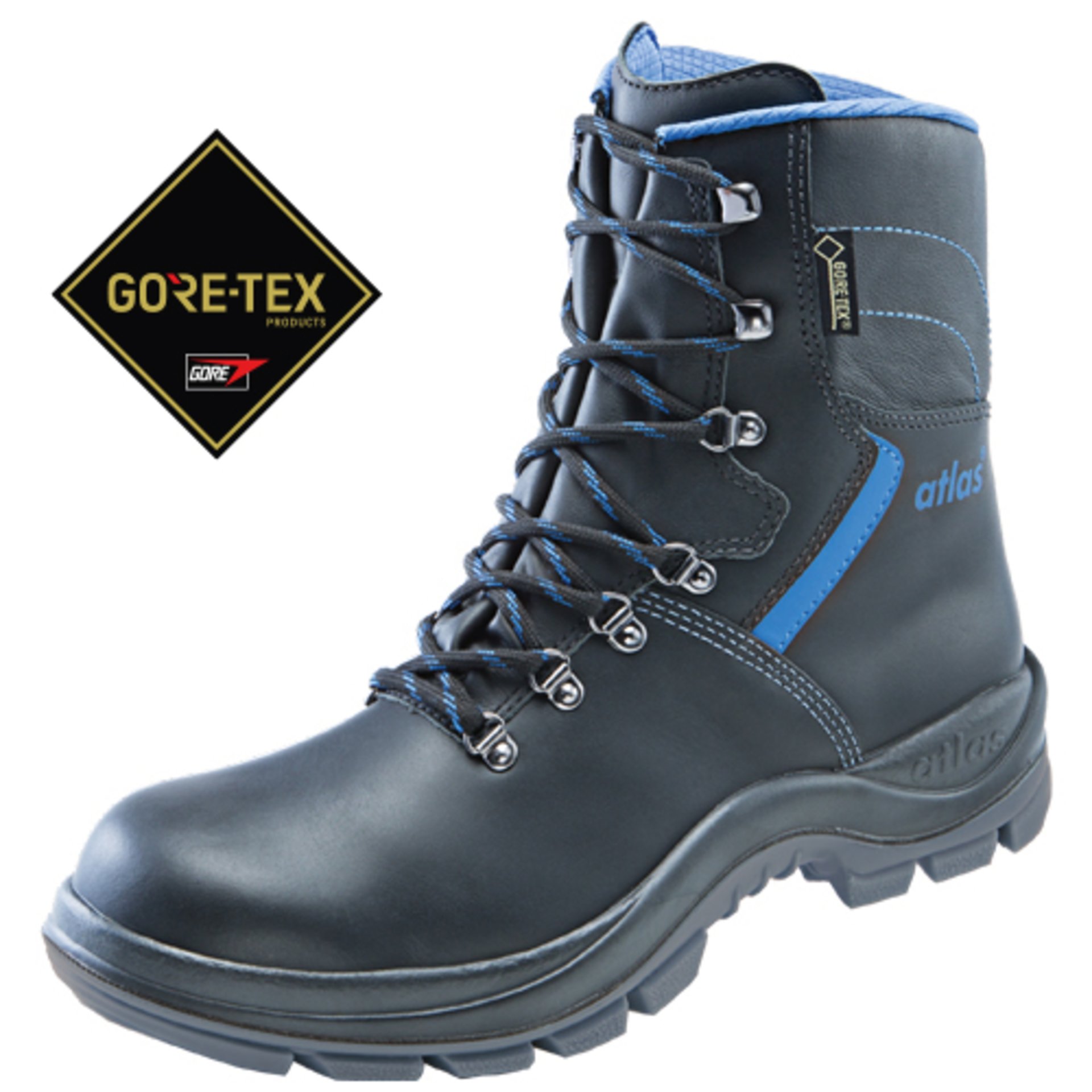 Stiefel, Wanderschuhe, Gore-Tex, Leder, blau