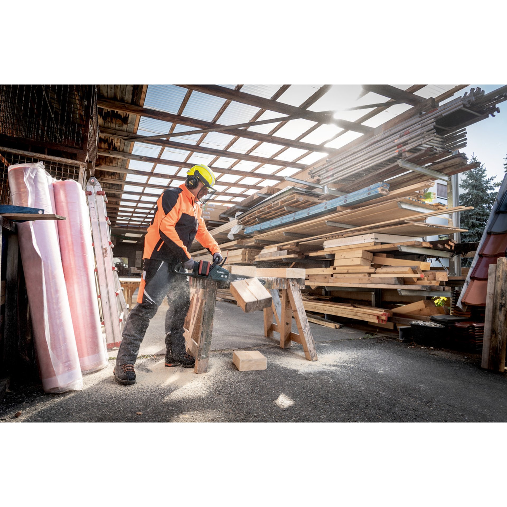 Person, Arbeiter, Holz, Schnittholz, Helm