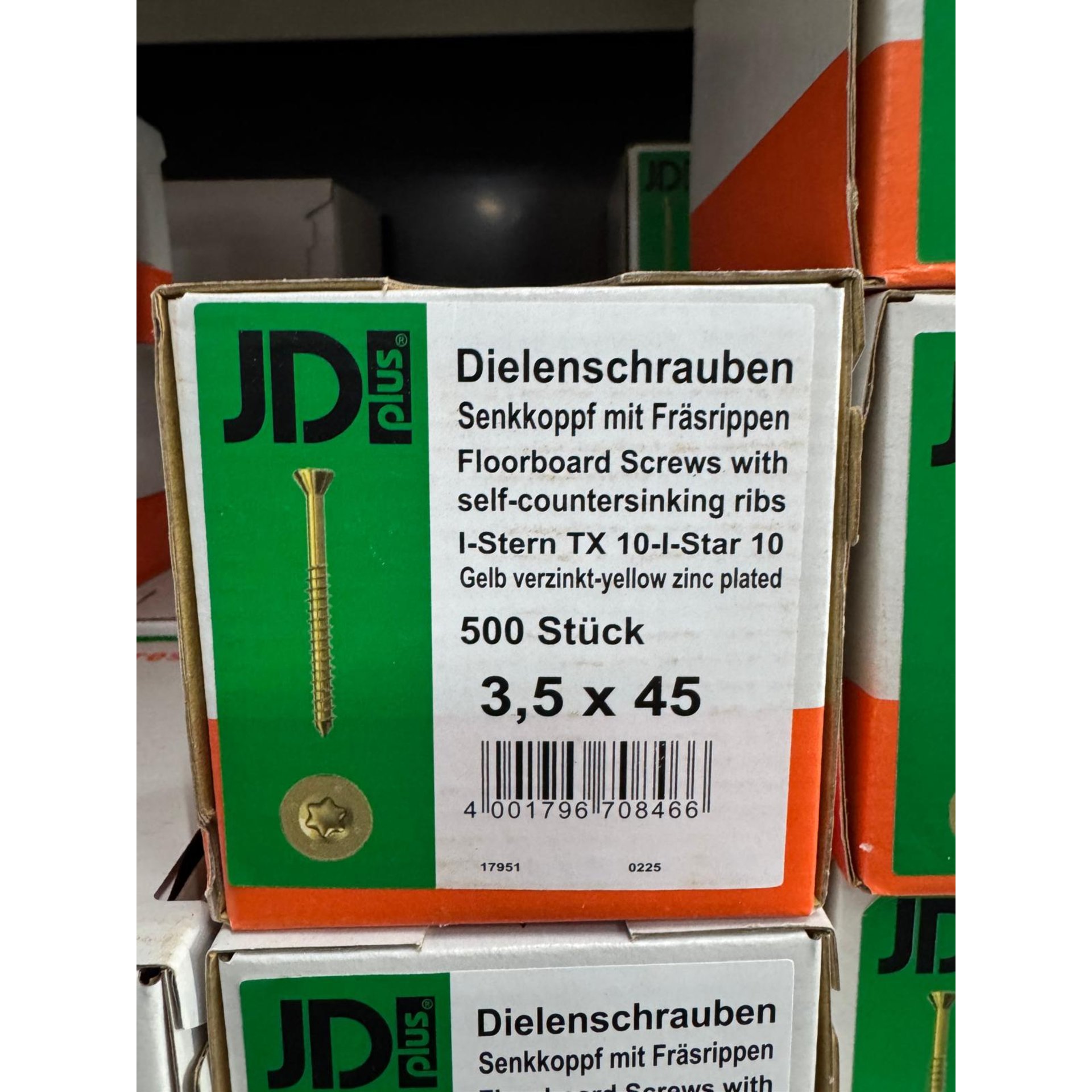 Schrauben, Dielen-Schrauben, Gelb verzinkt, Zinkbeschichtet, 3,5 x 45