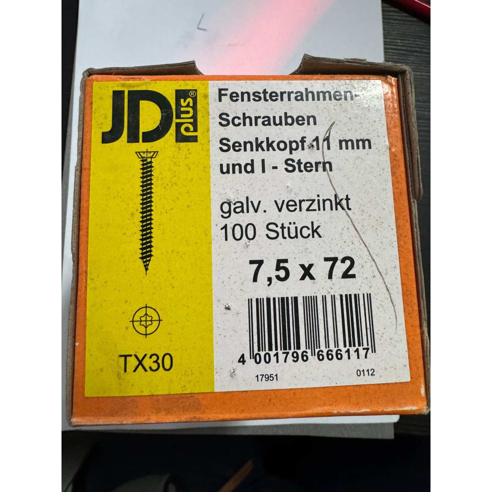 Schrauben, Fensterrahmen, 11 mm, galvanisch verzinkt, 100 Stück