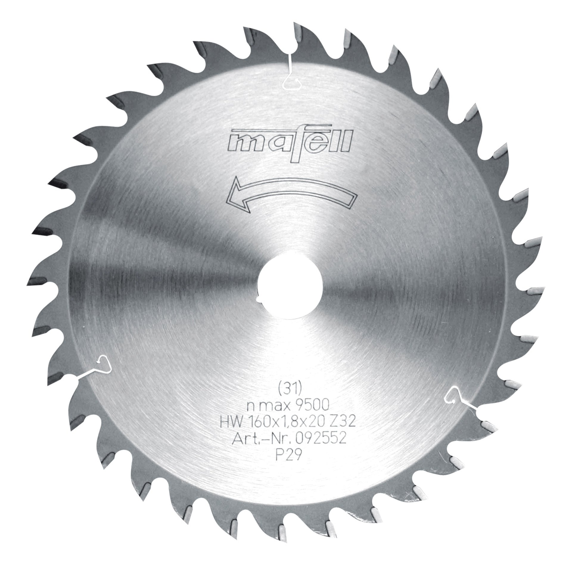 Mafell Sägeblatt-HM, 160 x 1,2/1,8 x 20 mm, Z 32, WZ, für Feinschnitte in Holz
