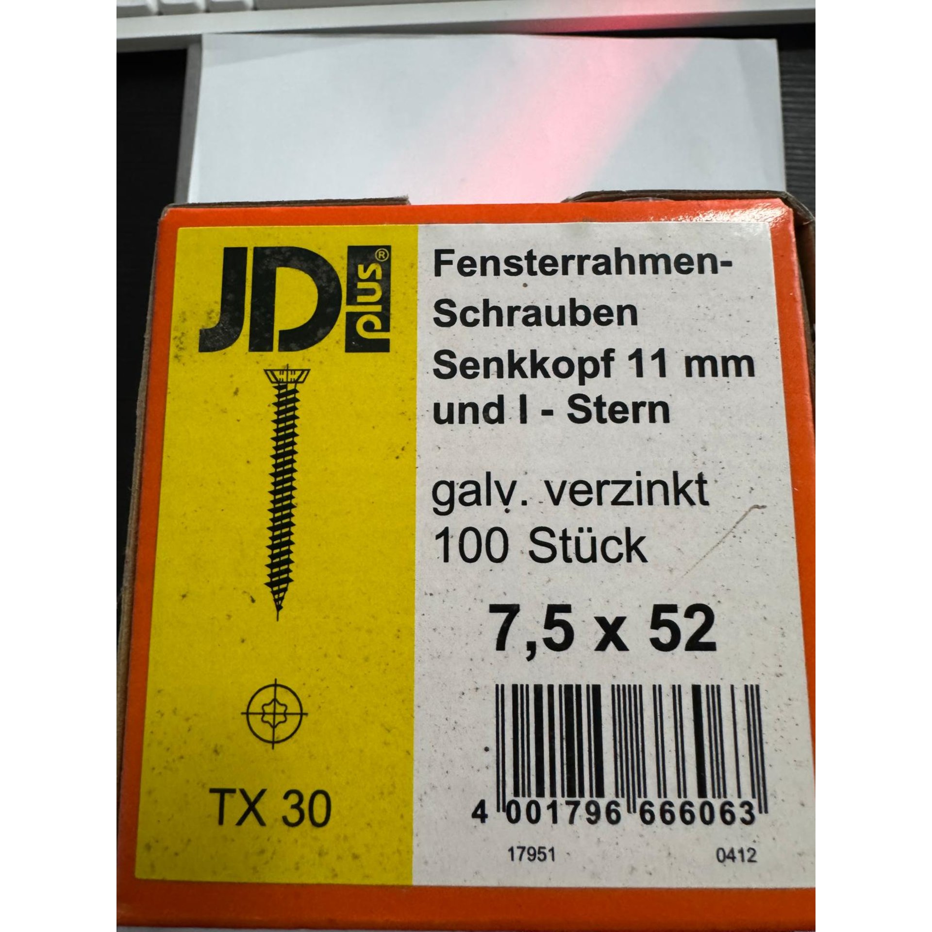 Schrauben, Fensterrahmen, 11 mm, galvanisch verzinkt, 100 Stück