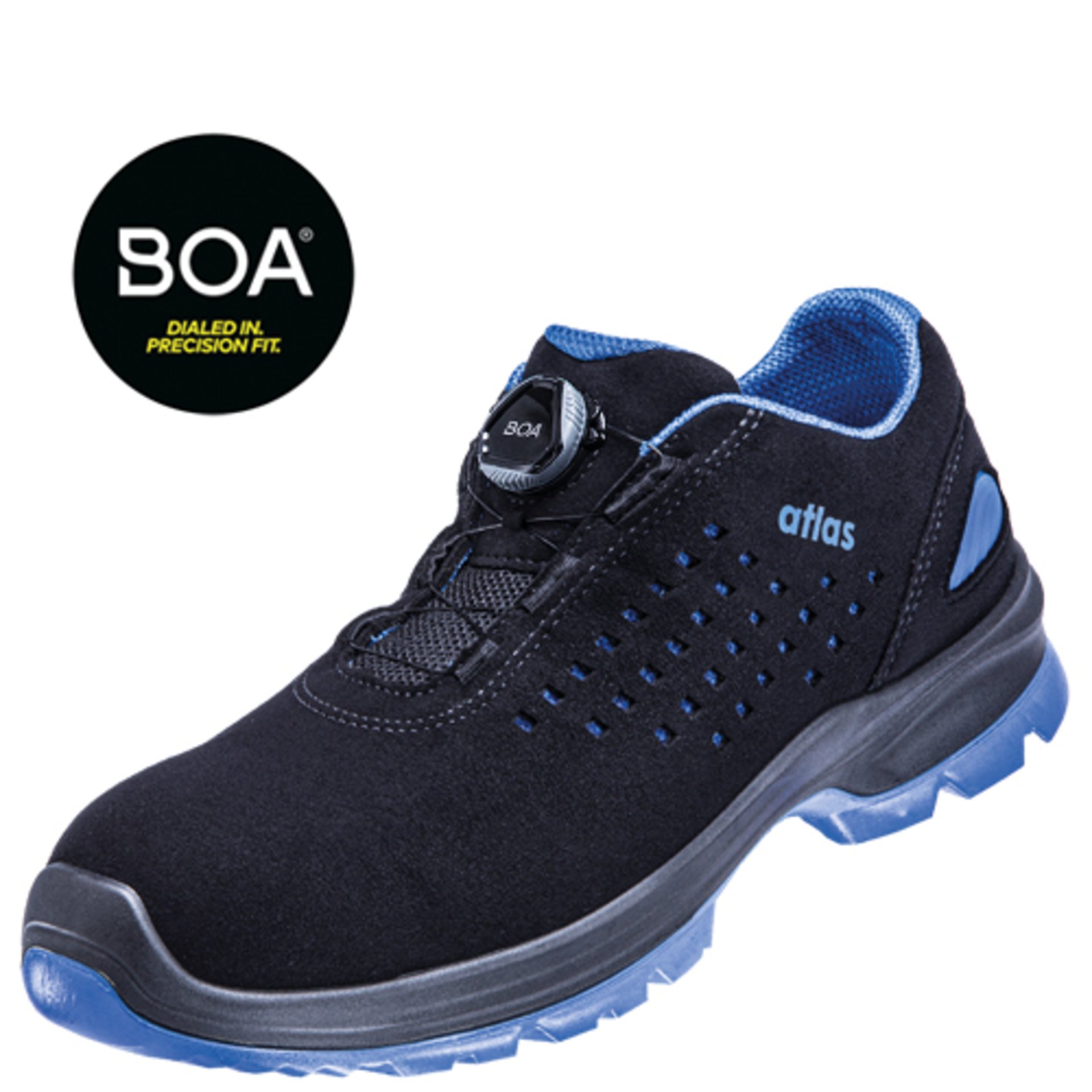 Sicherheitsschuhe, Schnürschuh, Laufschuh, Perforationen, Blue Accents