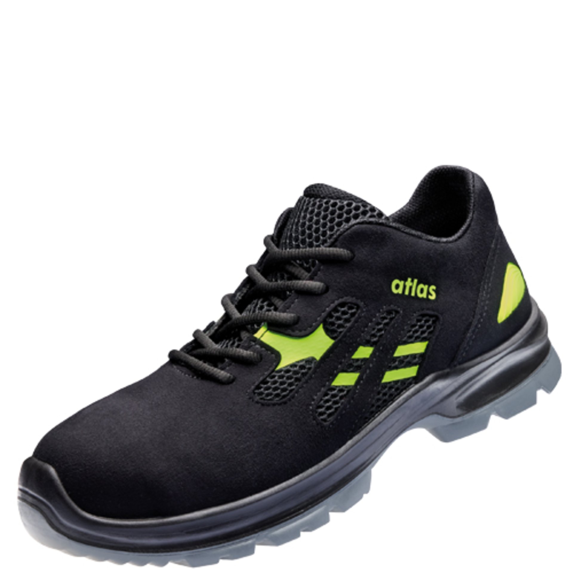 Sneaker, Laufschuh, Mesh, Schwarz, Neongrün
