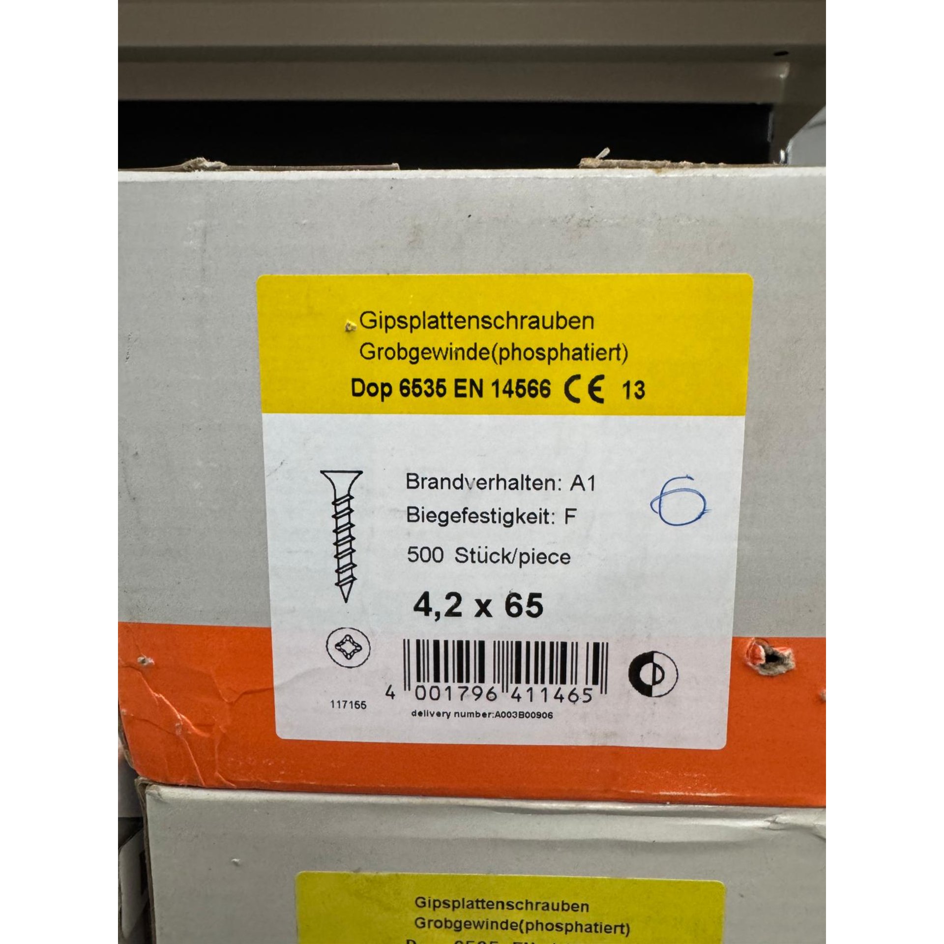 Schrauben, Gipskarton, Dübel, 4,2 x 65, Phosphatiert