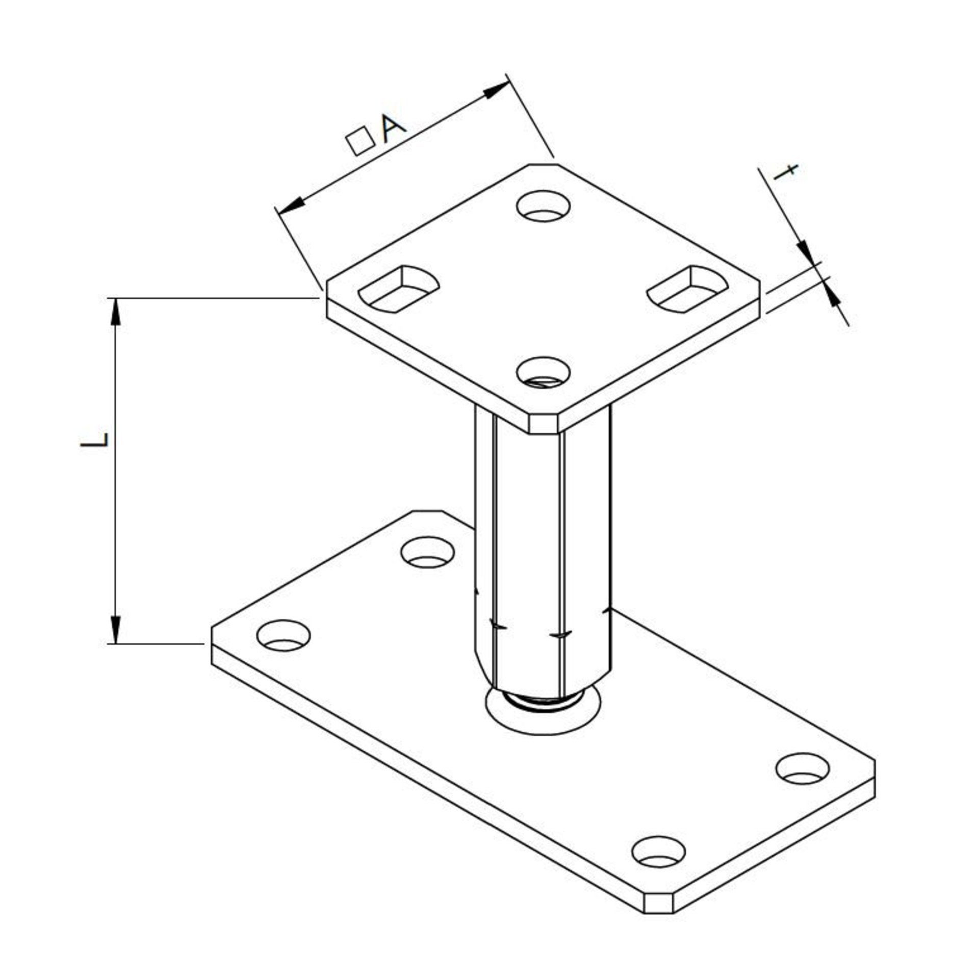 Tischbein, Plattformhalter, Bolzenkonstruktion, Metallkonstruktion, Oberflächenloch