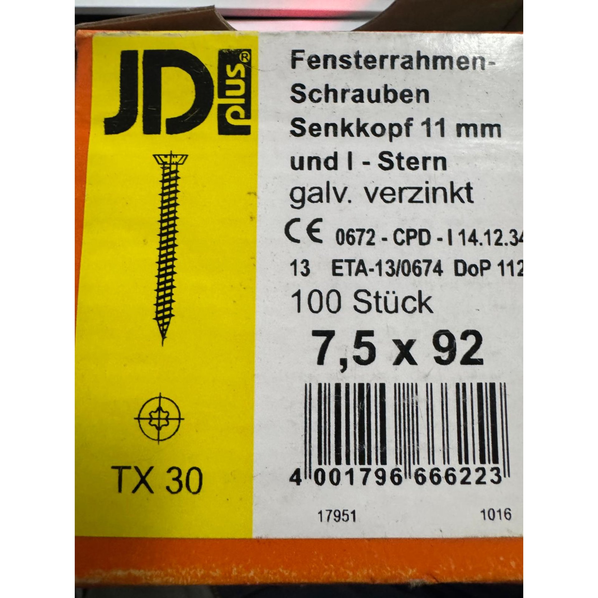 schrauben, fensterrahmen, verzinkt, 100 stück, 7,5 x 92