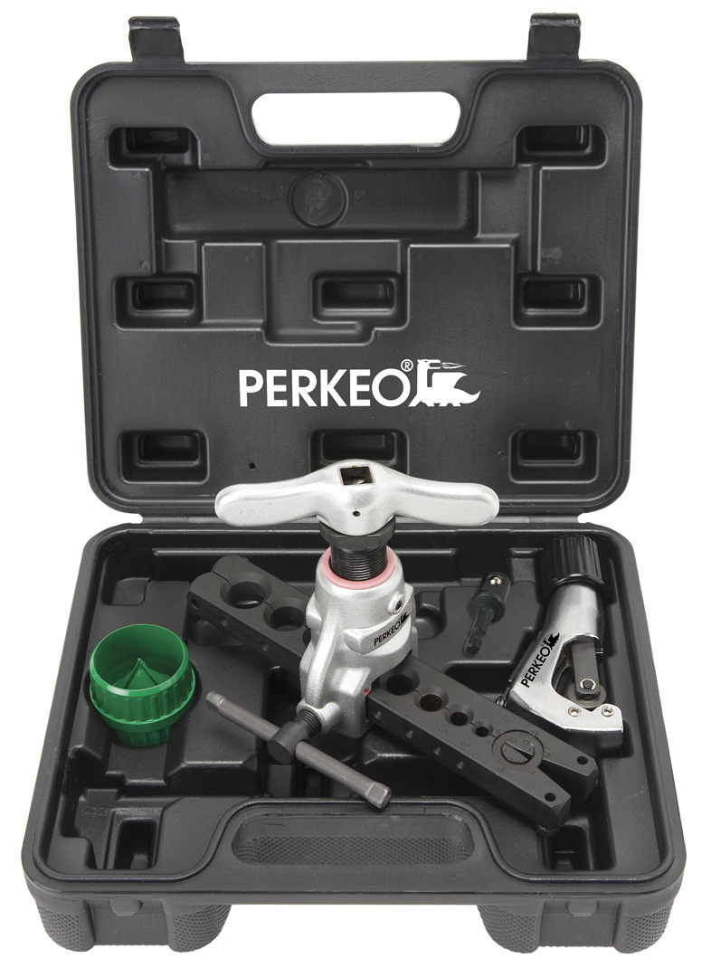 Perkeo EFT SET Exzentr.Bördel:45Þ 3/16"- 3/4" + Rohrabschneid. 1/8"-1.1/8"