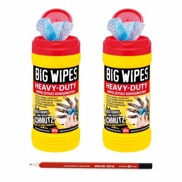 2 Dosen Big Wipes Reinigungstücher + 1 DAKL Klempnerbleistift